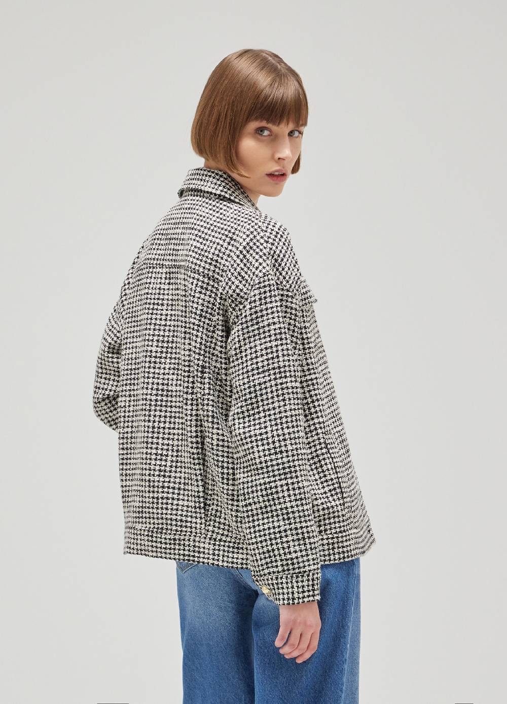 LES COPAINSChore jacket motivo pied de poule Vendita Economica