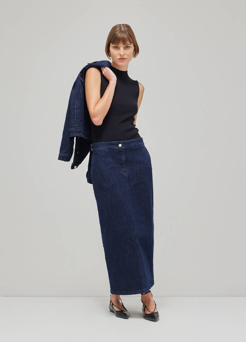 LES COPAINSGonna lunga di jeans con spacco