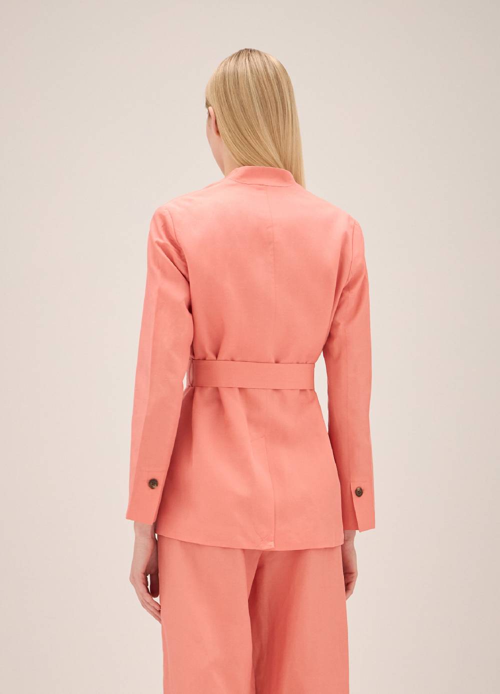 LES COPAINSBlazer misto lino con cintura Consegna Veloce