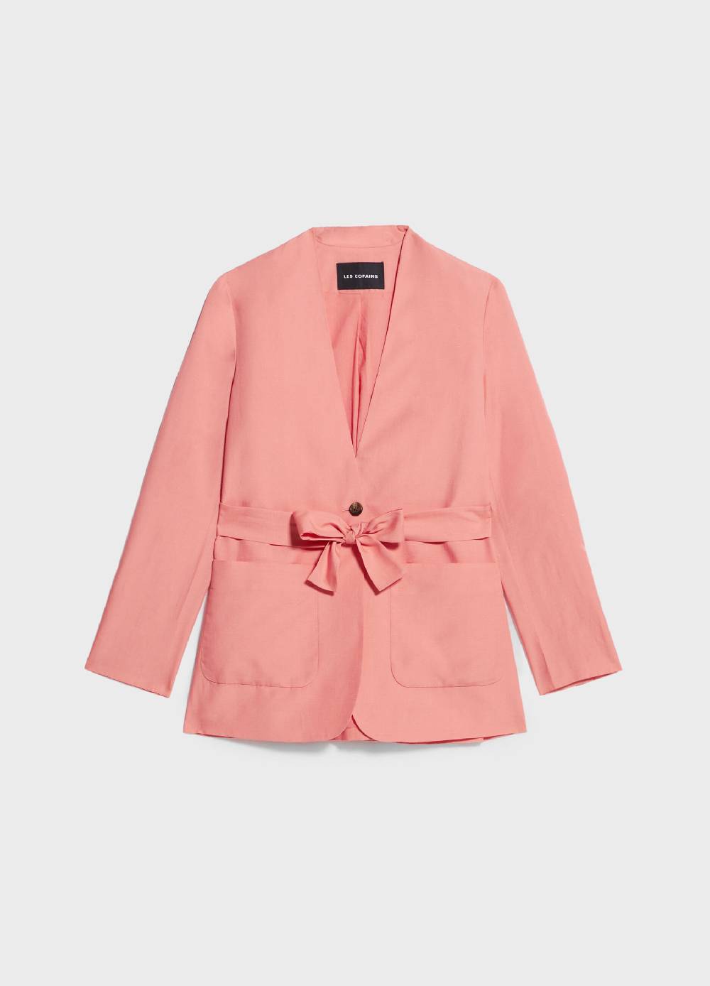 LES COPAINSBlazer misto lino con cintura Consegna Veloce