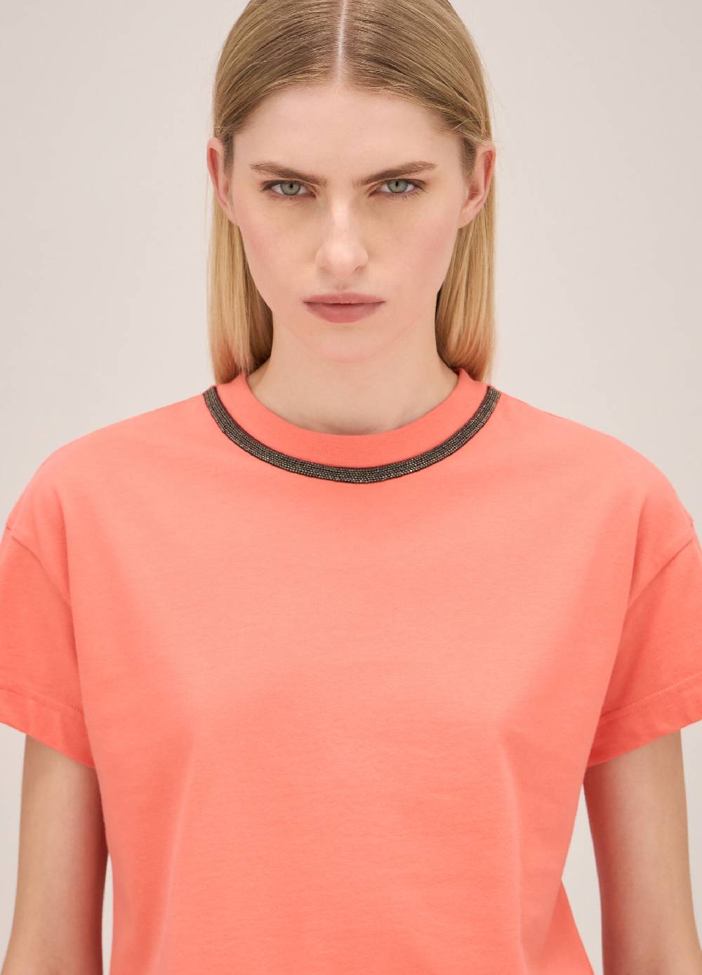 LES COPAINST-shirt in cotone con perline applicate Sottocosto
