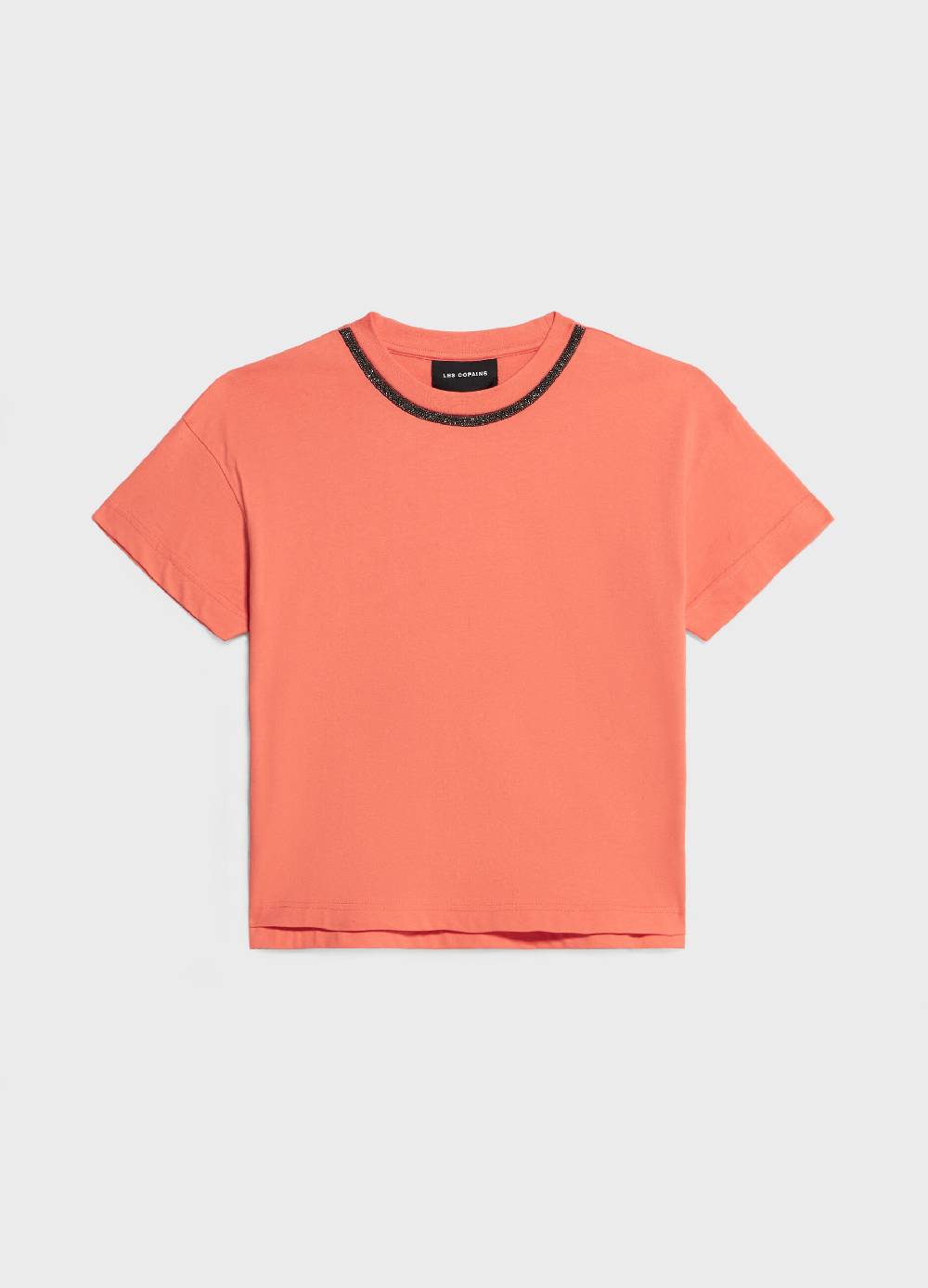 LES COPAINST-shirt in cotone con perline applicate Sottocosto