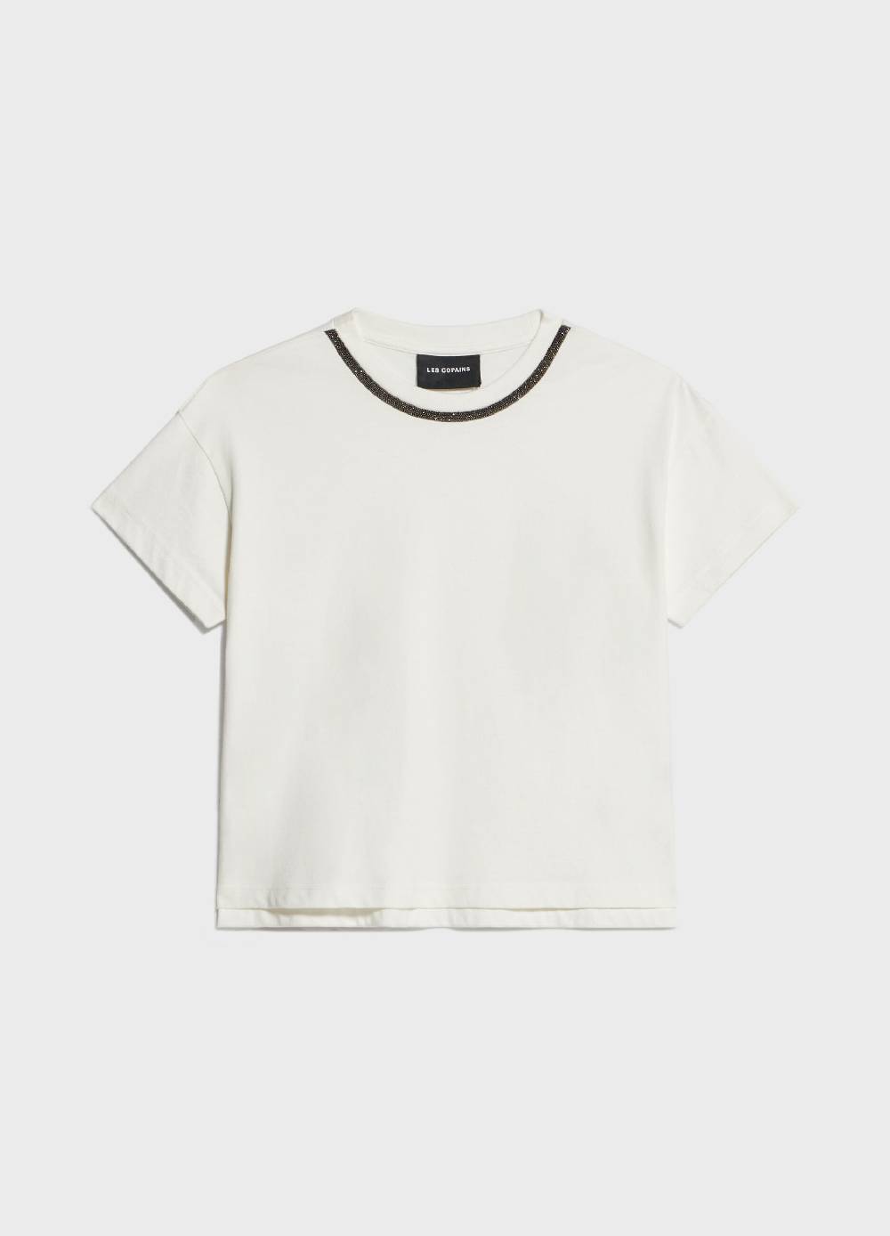 LES COPAINST-shirt in cotone con perline applicate Pezzi Unici