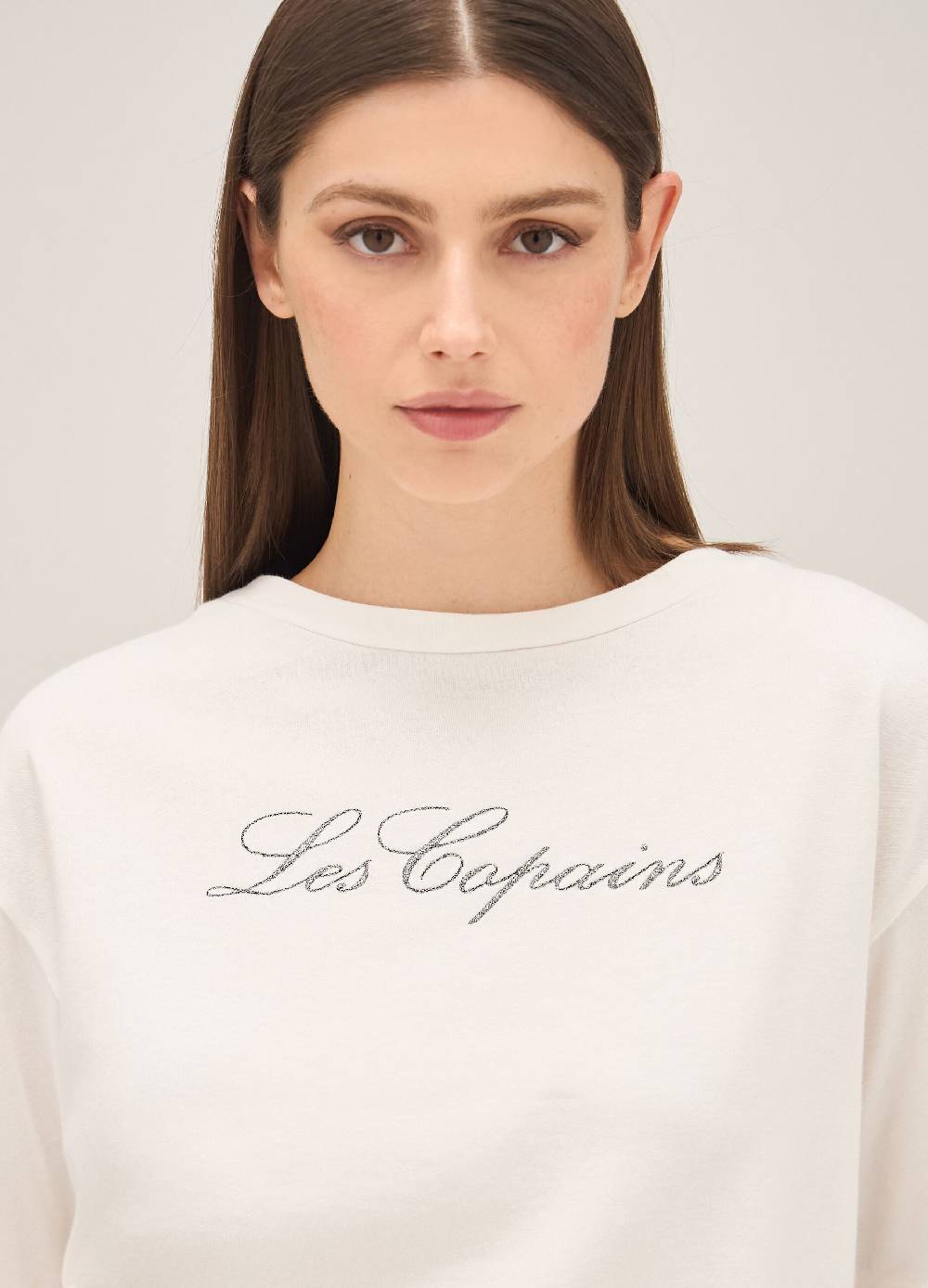 LES COPAINST-shirt con lettering glitter In Linea