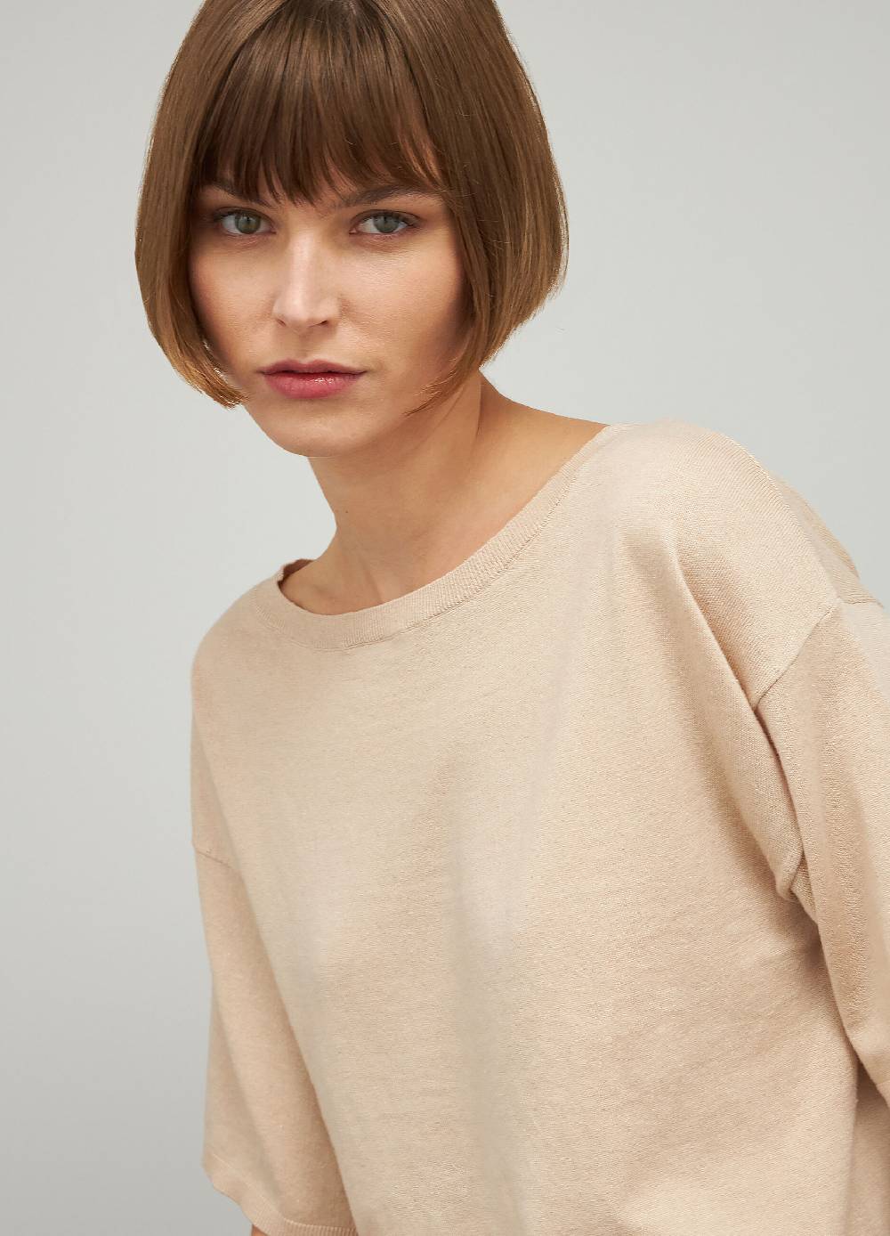 LES COPAINSMaglia tricot a maniche corte in seta e cotone Acquista Ora