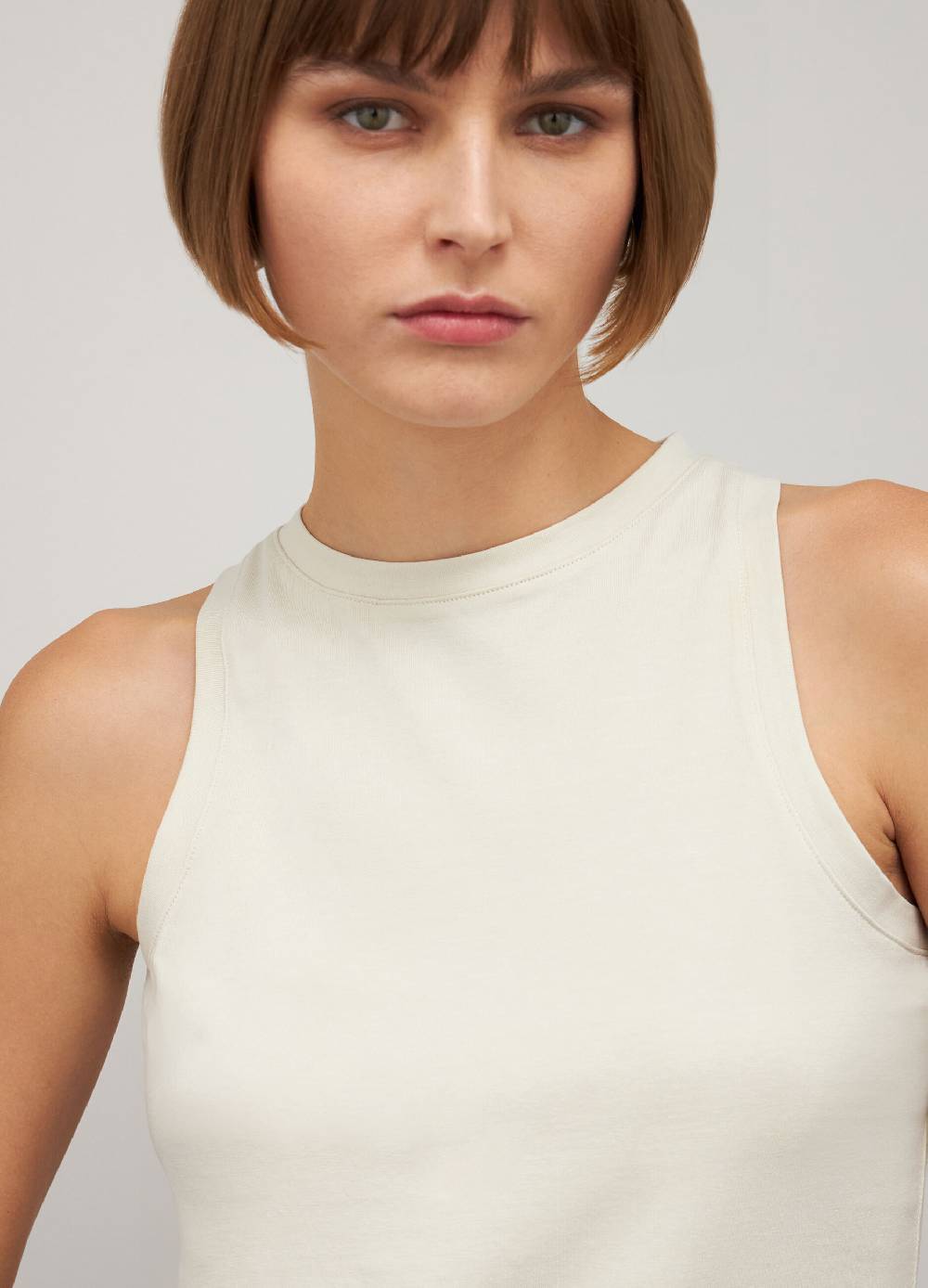 LES COPAINSTop smanicato in cotone stretch In Vendita