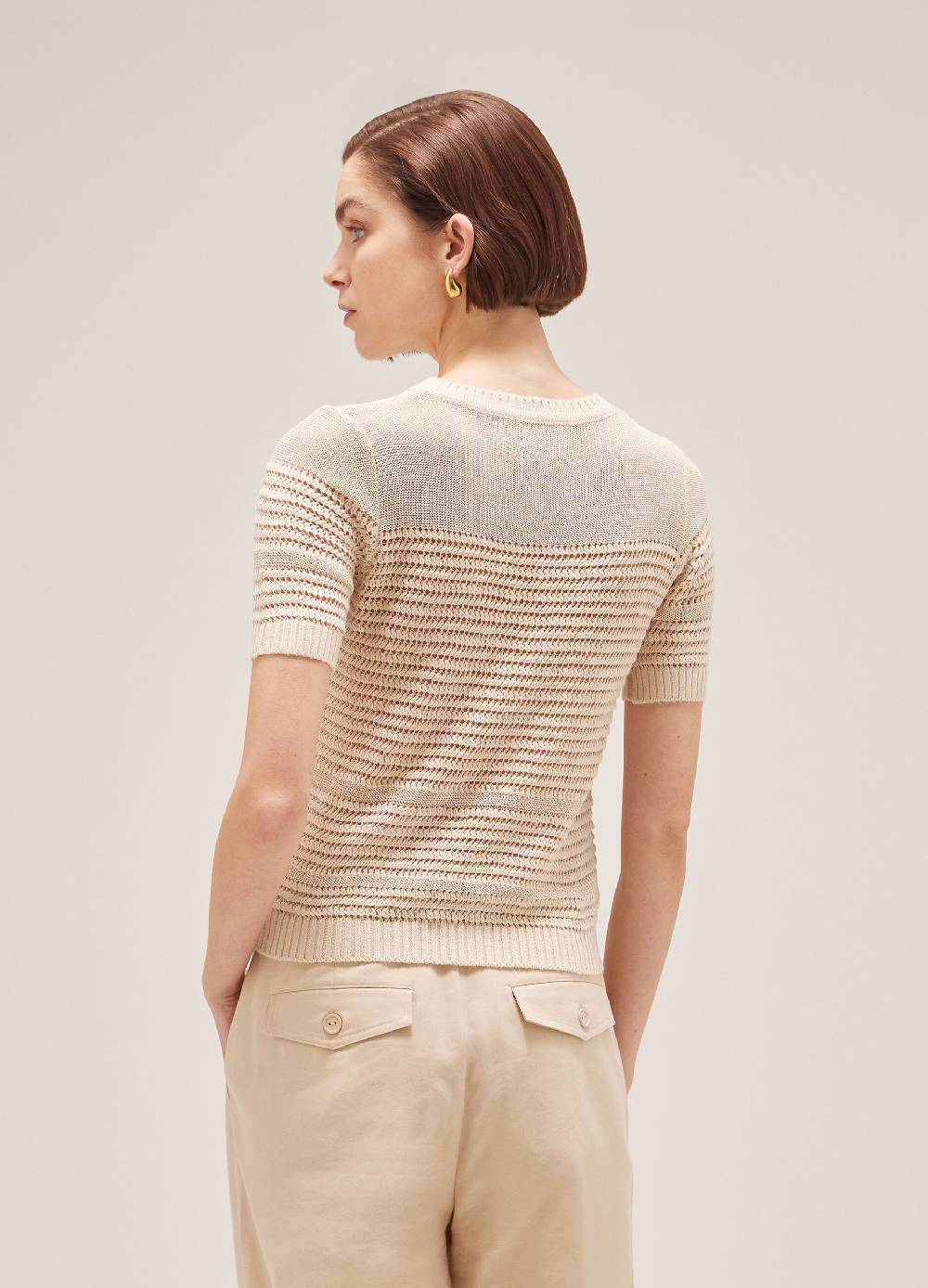 LES COPAINSMaglia tricot a maniche corte traforata Offerte