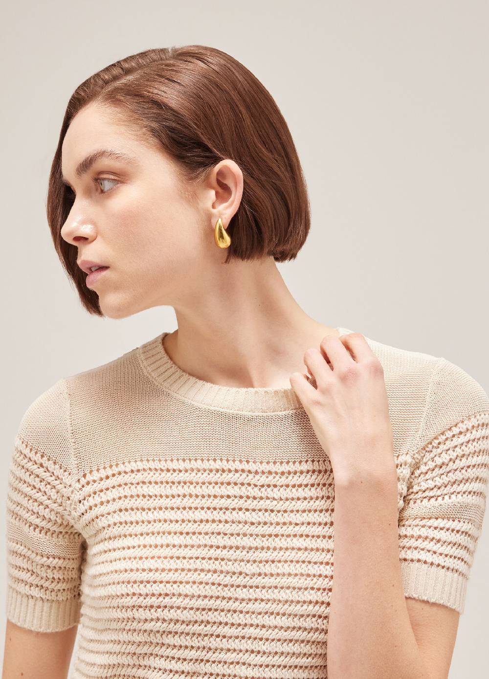 LES COPAINSMaglia tricot a maniche corte traforata Offerte