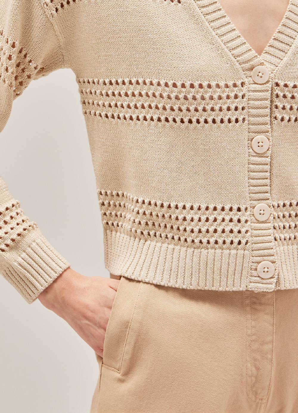 LES COPAINSCardigan tricot misto seta e cotone Hotsell