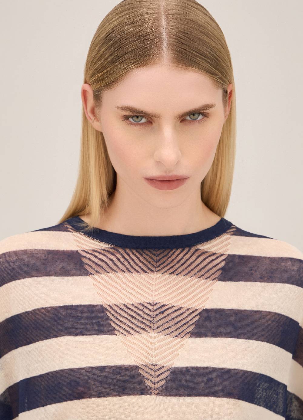 LES COPAINSMaglia tricot a maniche corte in misto lino In Linea