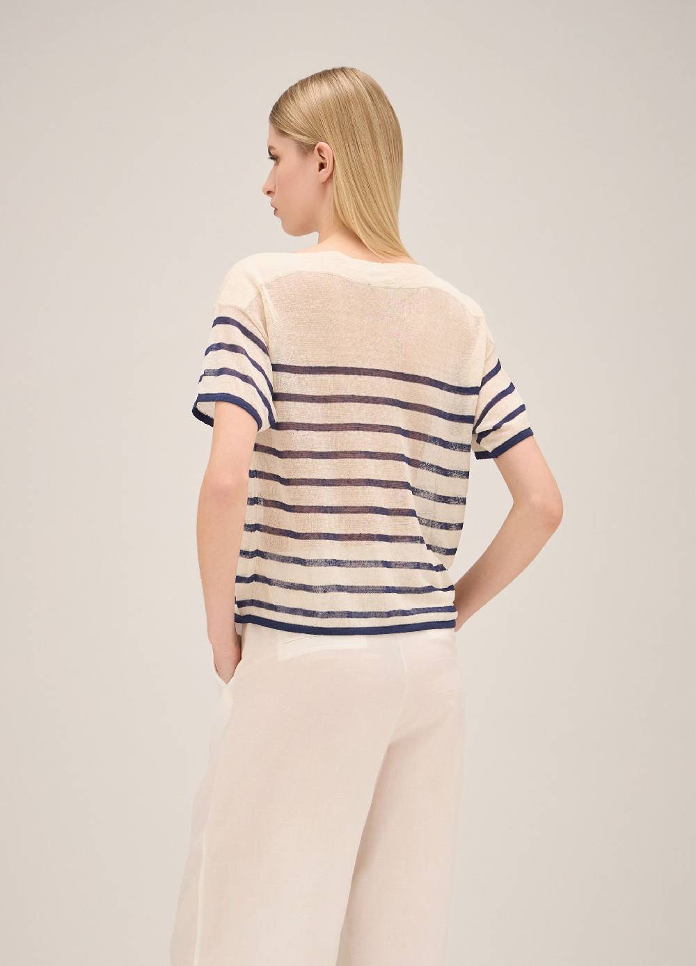 LES COPAINSMaglia tricot a righe misto lino Spedizione Gratuita