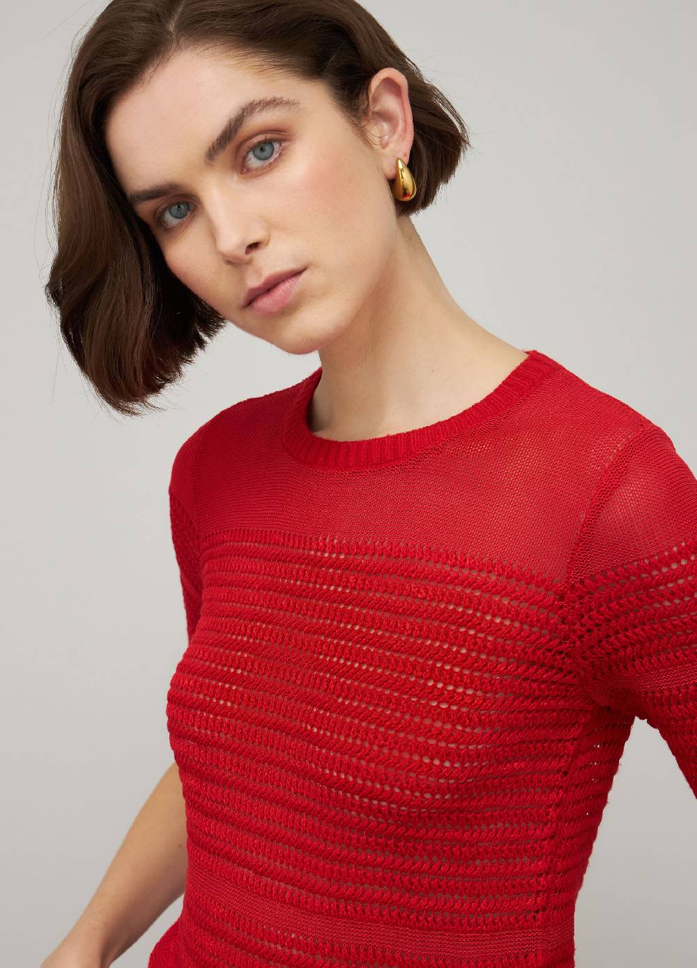 LES COPAINSTop tricot traforato maniche corte 2025
