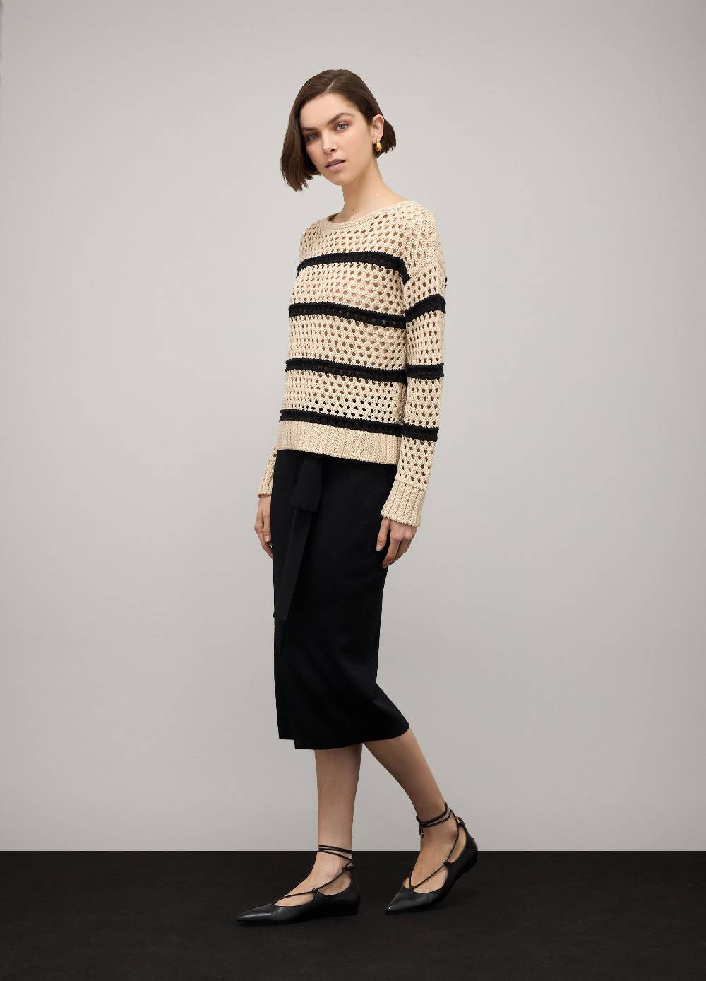 LES COPAINSMaglione tricot misto cotone a righe