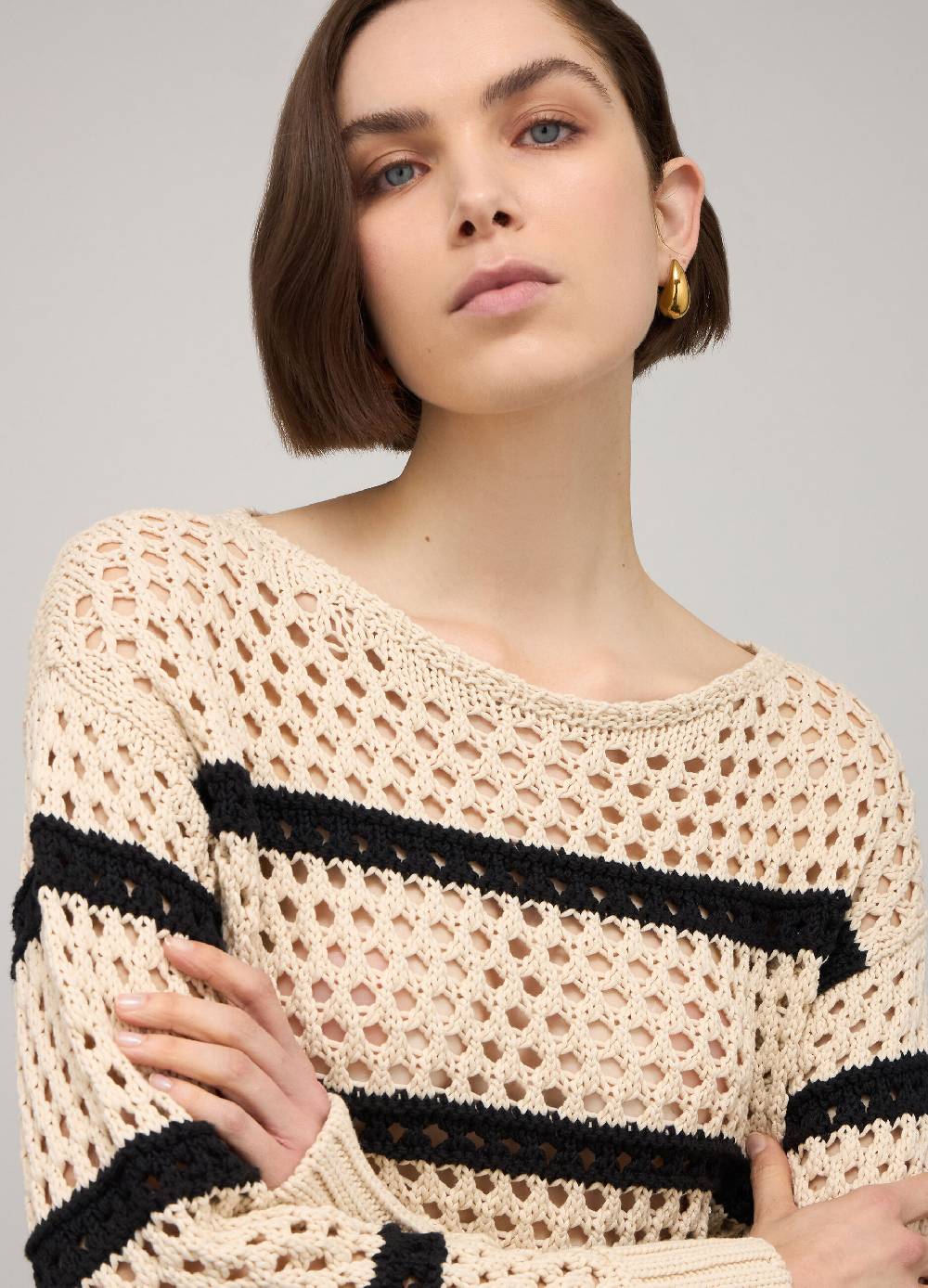 LES COPAINSMaglione tricot misto cotone a righe In Linea