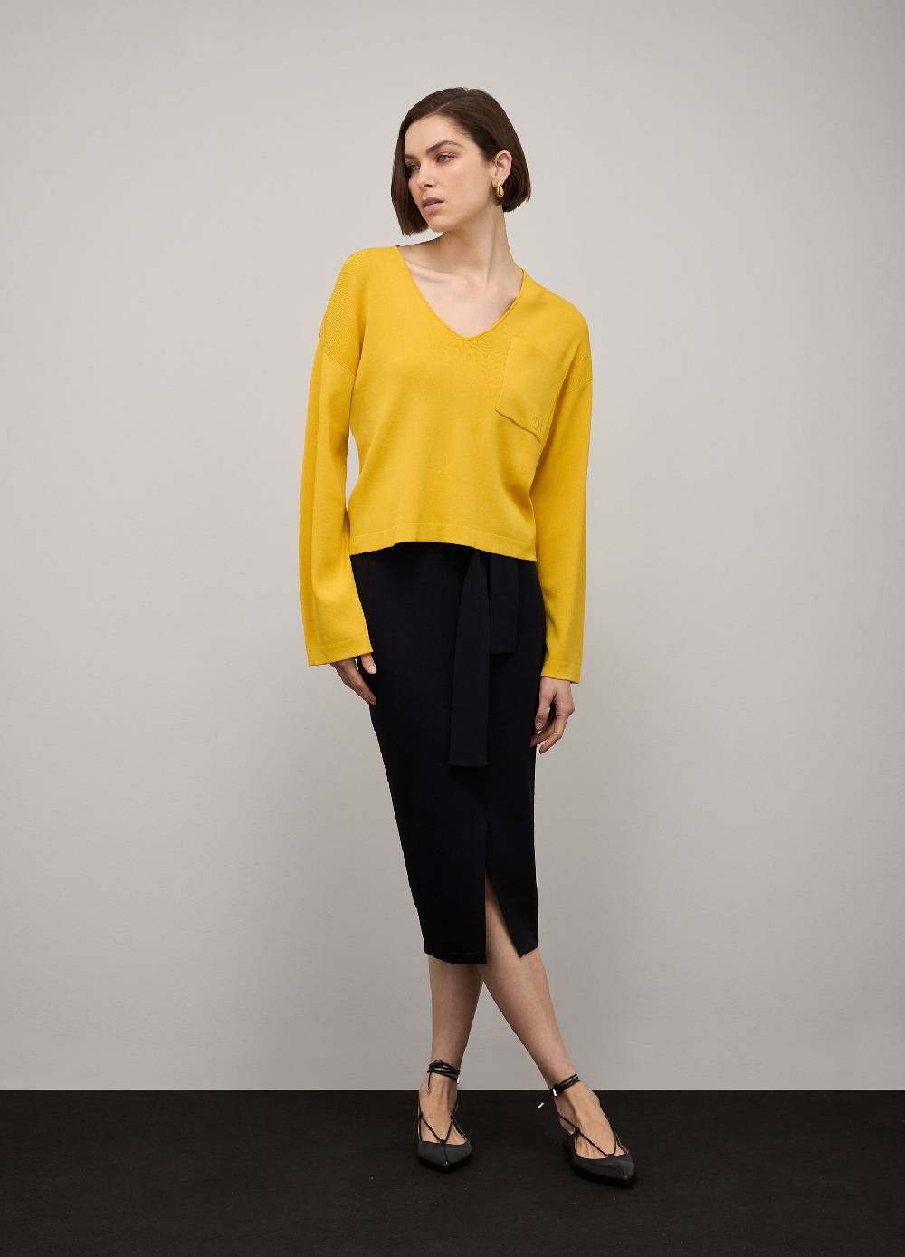 LES COPAINSMaglia tricot con scollo a V in misto viscosa