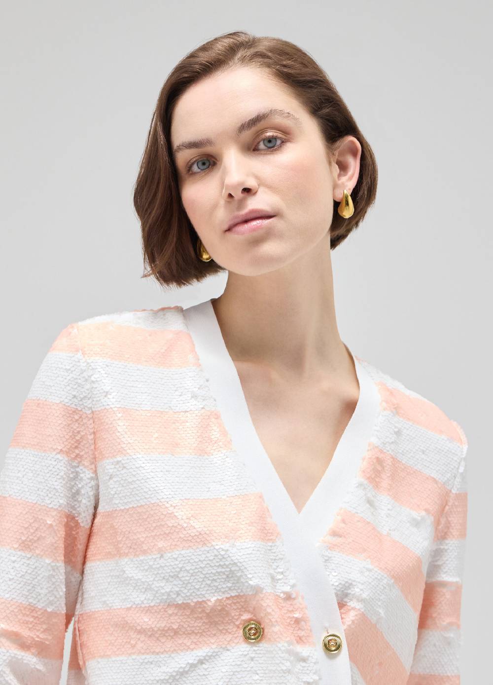 LES COPAINSCardigan tricot con paillettes Pezzi Unici