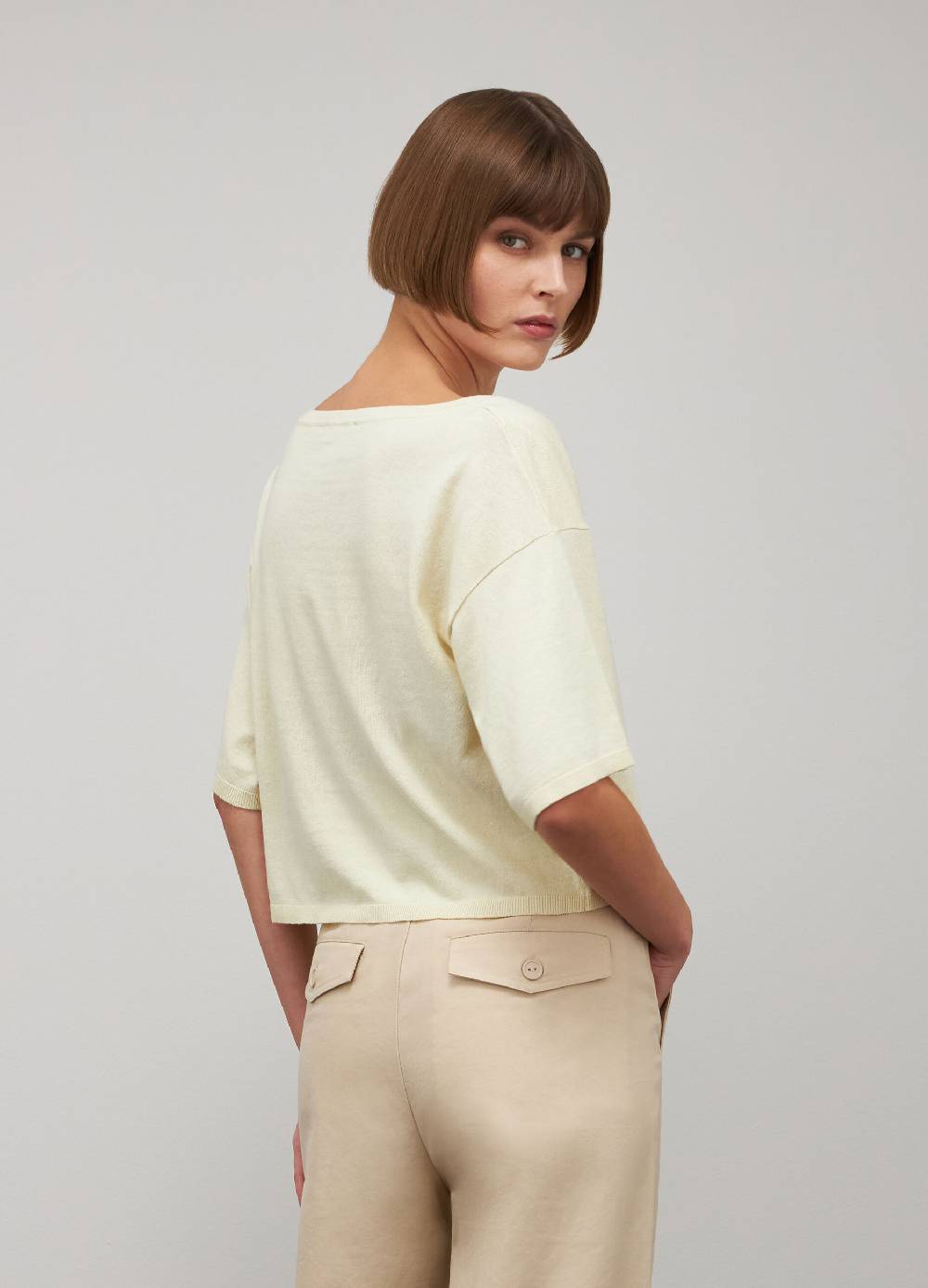 LES COPAINSMaglia tricot a maniche corte in seta e cotone Qualità Garantita