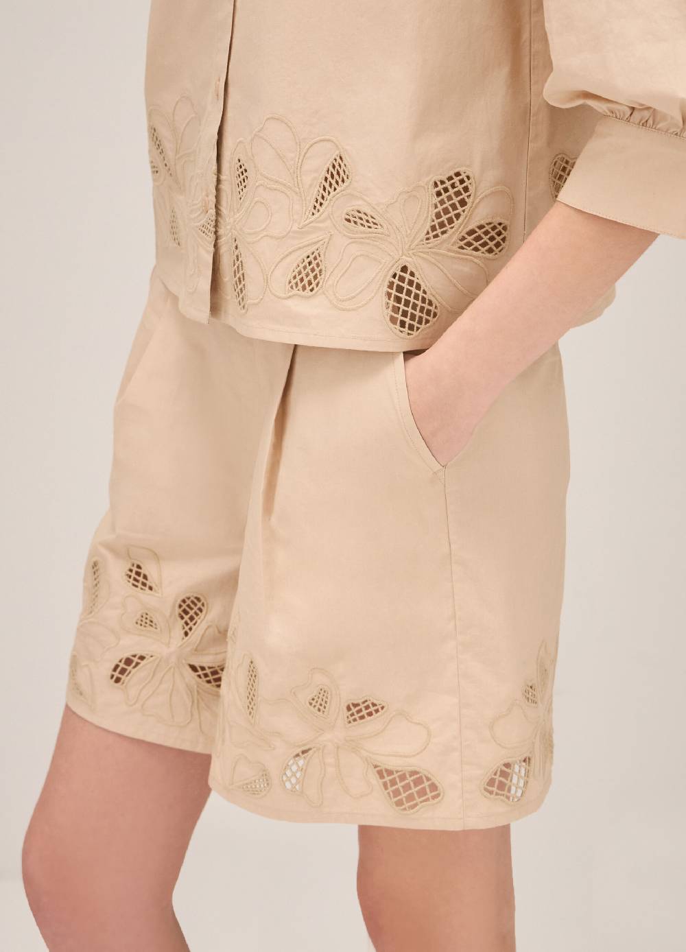 LES COPAINSShorts in cotone con ricamo Vendita Calda
