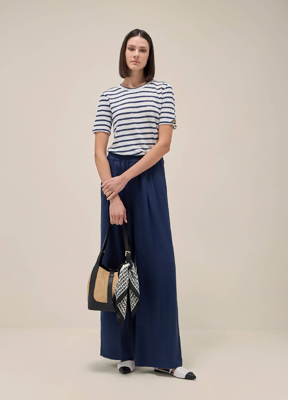 LES COPAINST-shirt a righe in puro lino