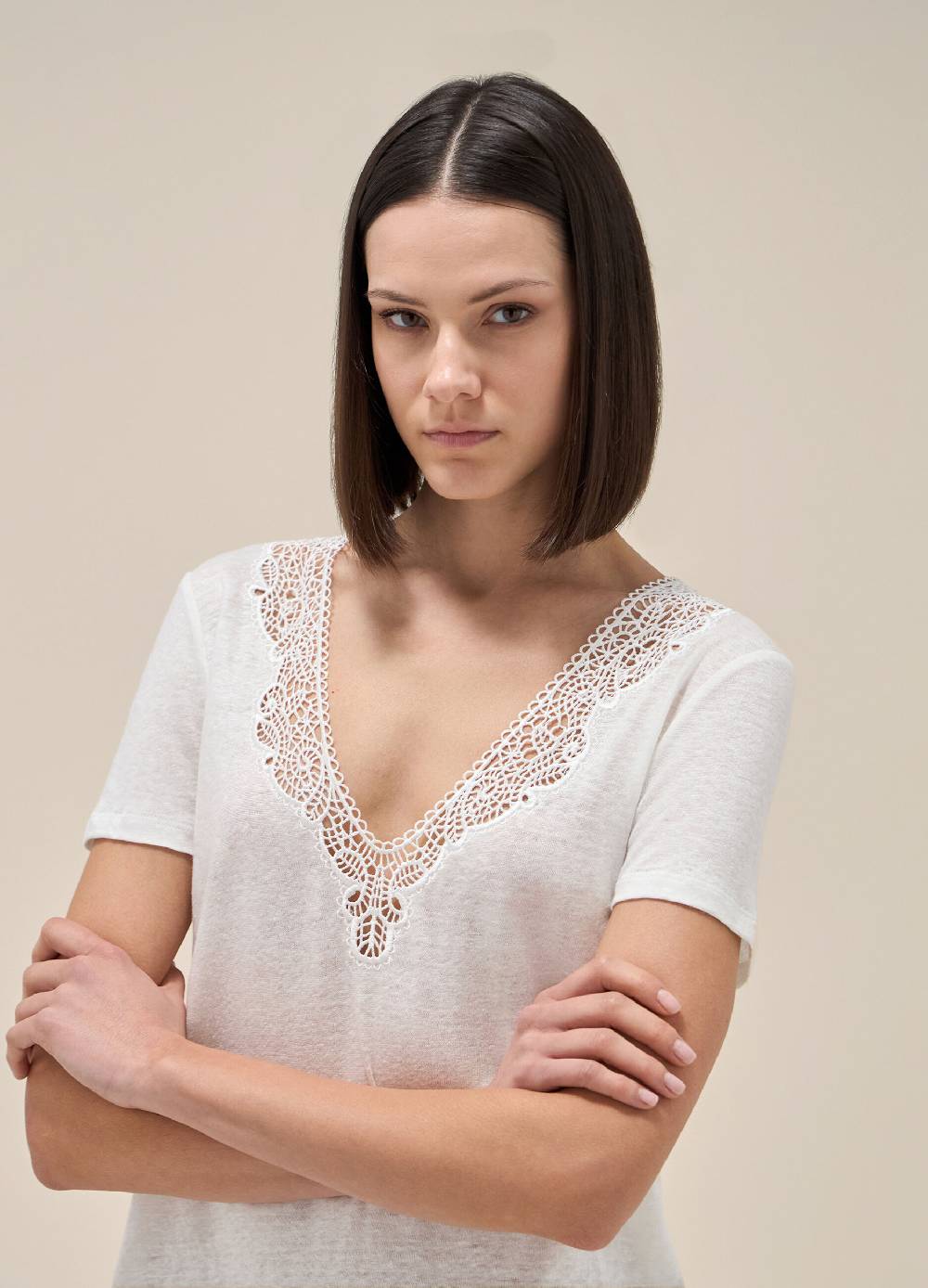 LES COPAINST-shirt a maniche corte in lino In Linea