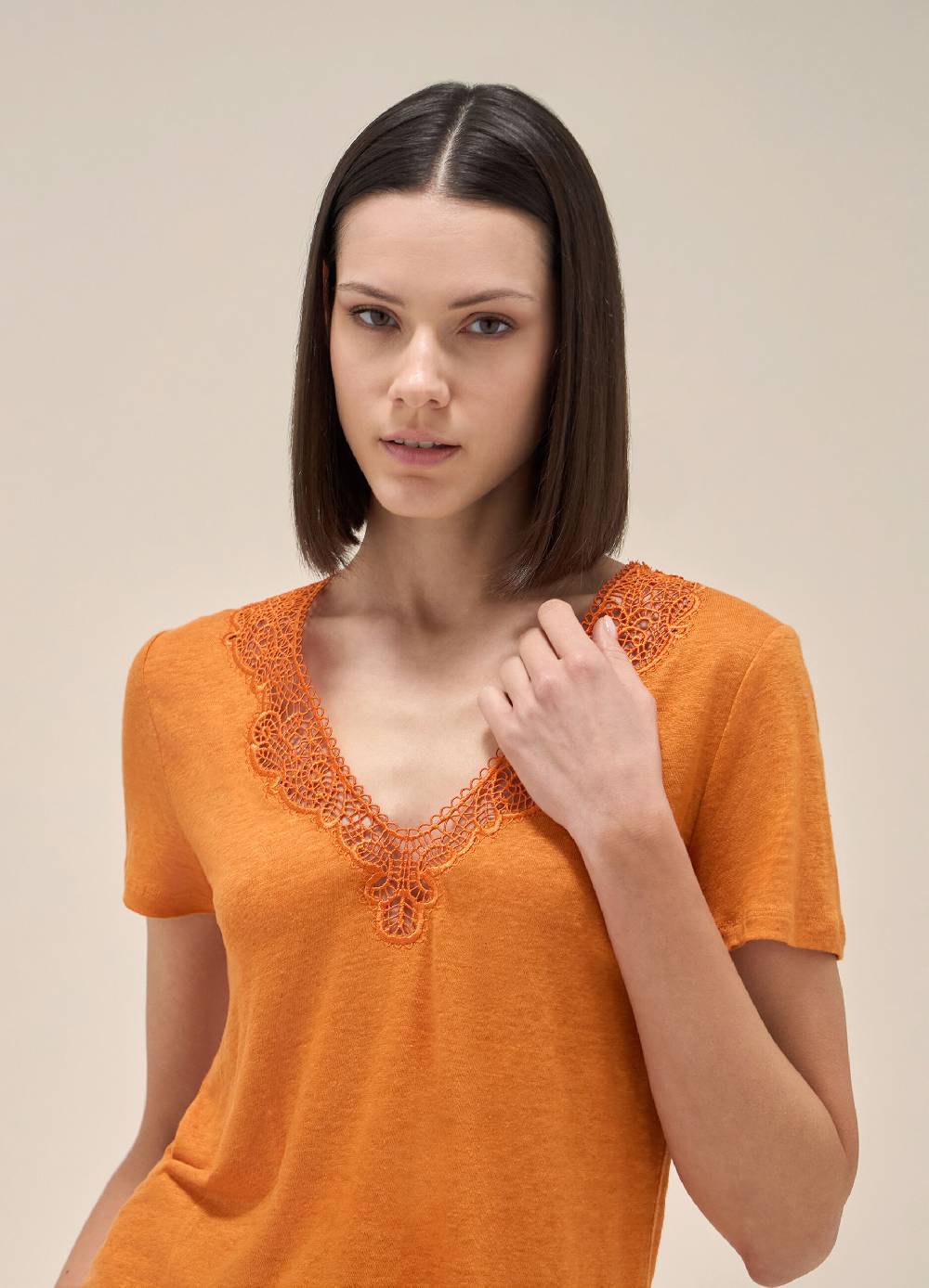 LES COPAINST-shirt a maniche corte in lino Nuovo