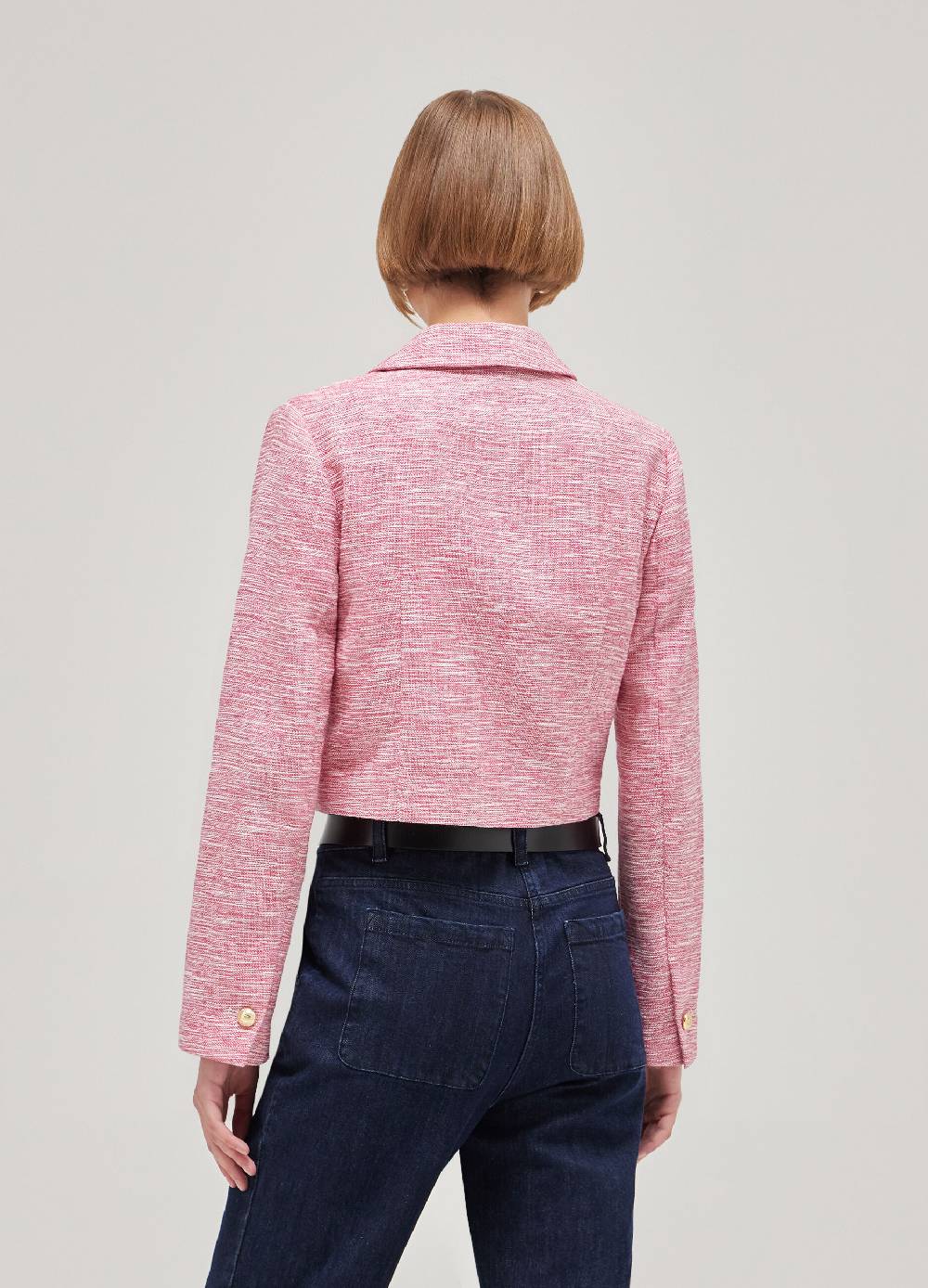 LES COPAINSBlazer cropped effetto tweed Outlet