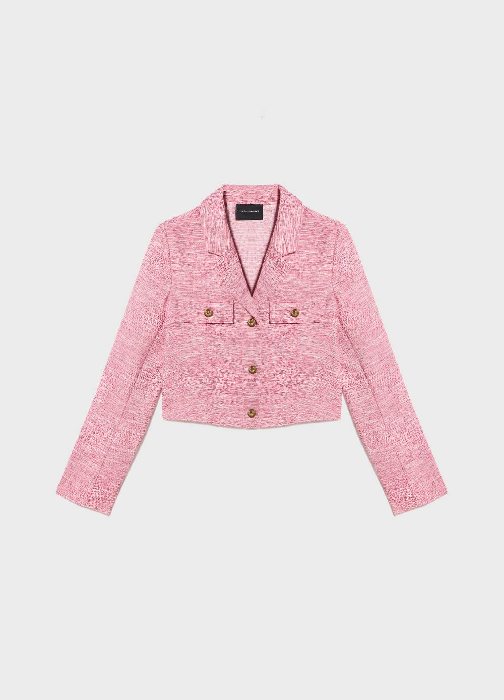 LES COPAINSBlazer cropped effetto tweed Outlet