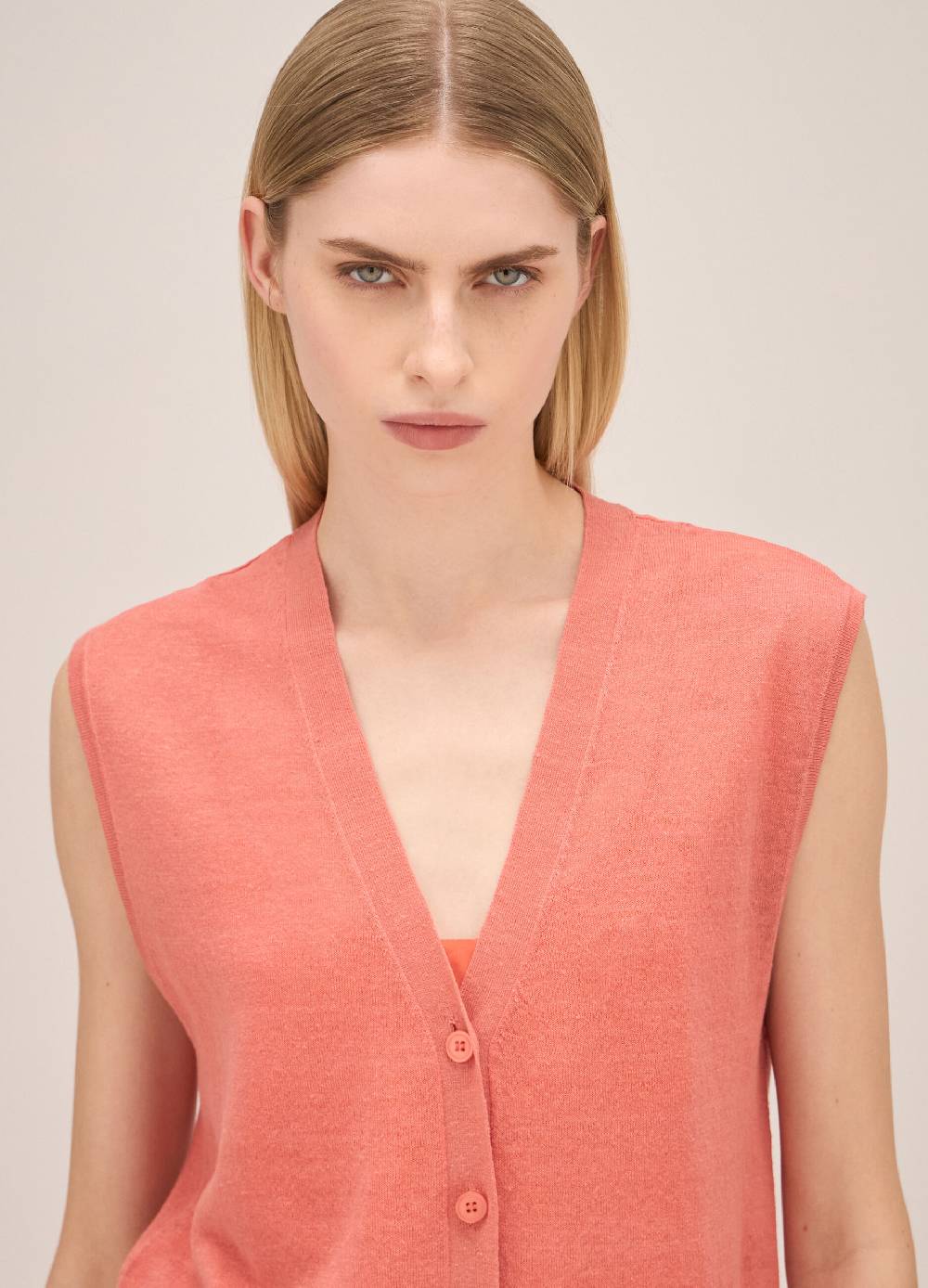 LES COPAINSGilet lungo tricot in misto lino Spedizione Gratuita