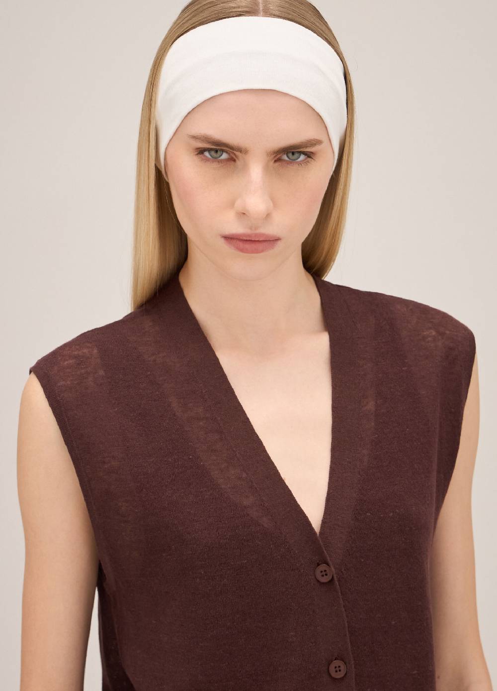 LES COPAINSGilet lungo tricot in misto lino Pezzi Unici