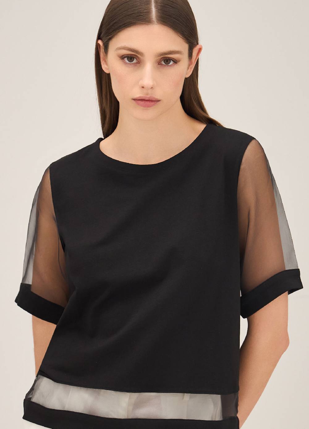 LES COPAINST-shirt in cotone con inserti Prezzo Ridotto