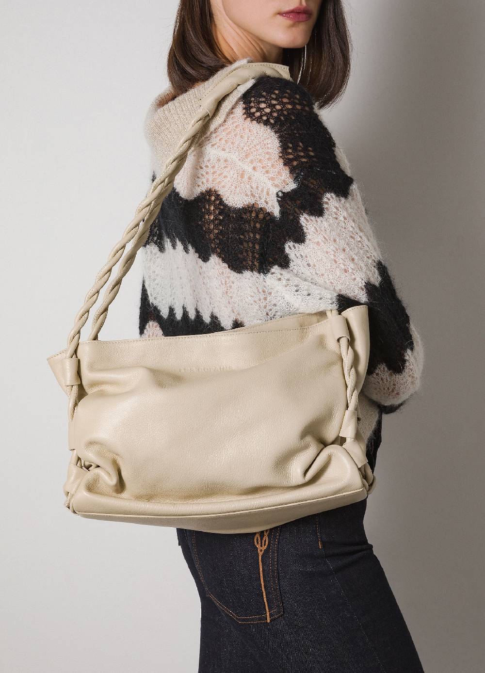 LES COPAINSBorsa a spalla tote bag in vera pelle