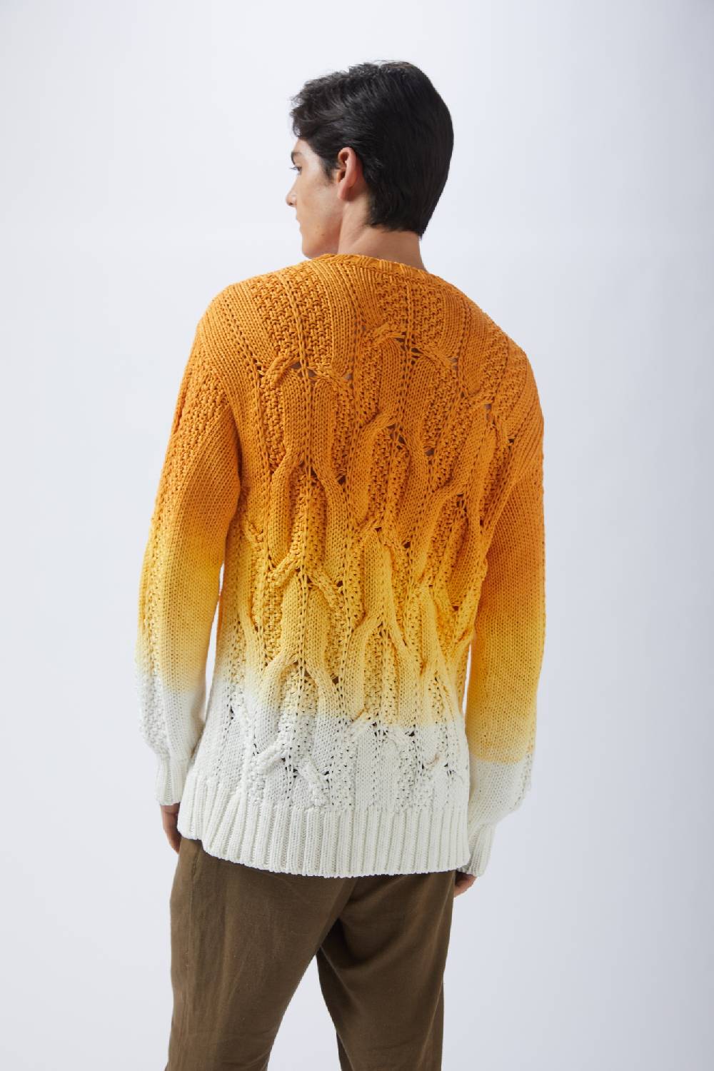 ﻿Kangra Cashmere Maglia In Cotone Con Trecce Tintura Sfumata Prezzo Ridotto