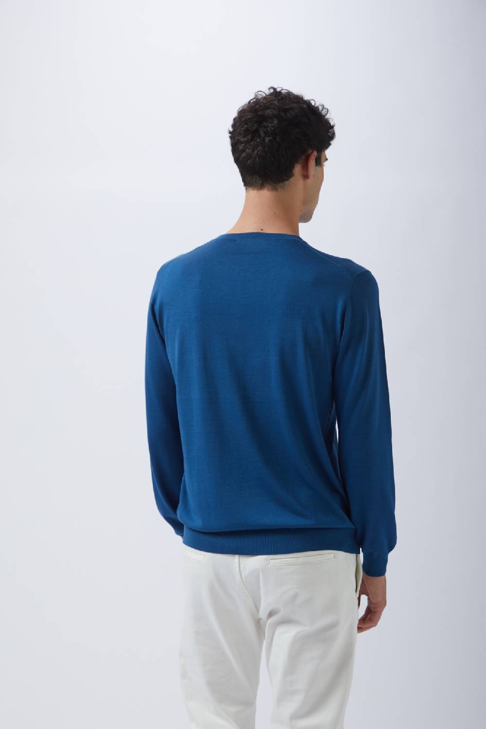 Kangra Cashmere Maglia Girocollo Rasata in Seta e Cotone In Vendita