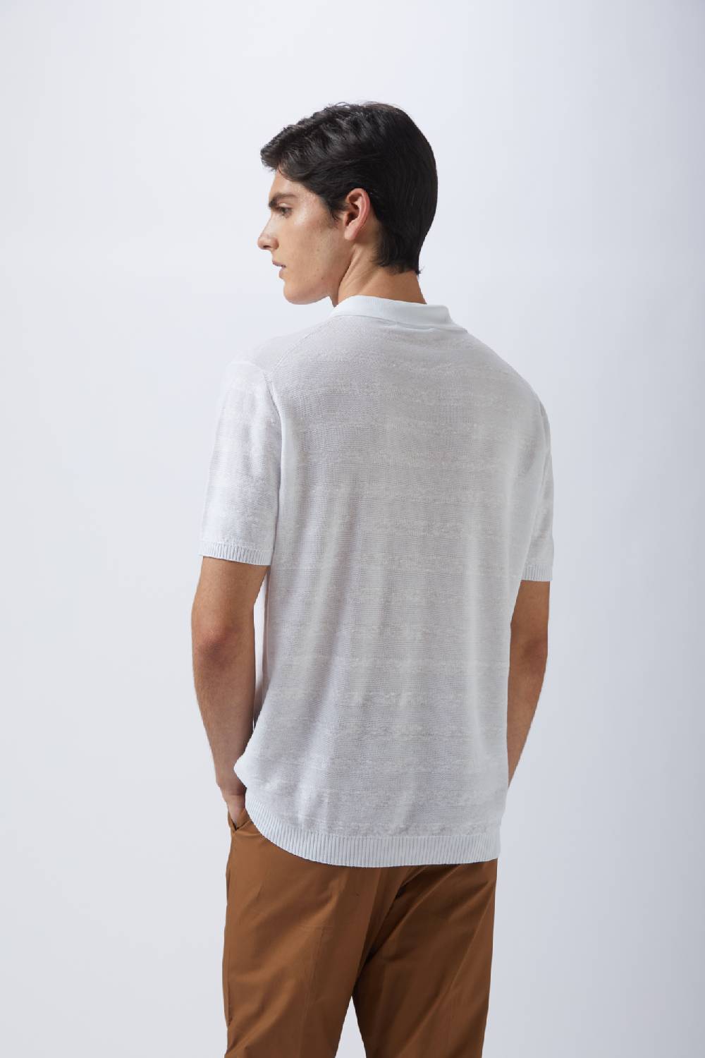 Kangra Cashmere Polo Mezza Manica Rigata in Cotone e Lino Saldi