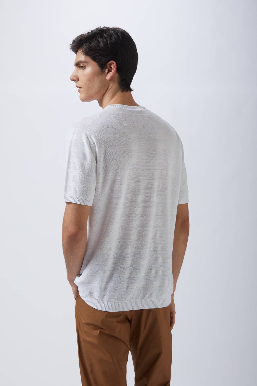 Kangra Cashmere Girocollo Mezza Manica Rigato in Cotone e Lino Offerte