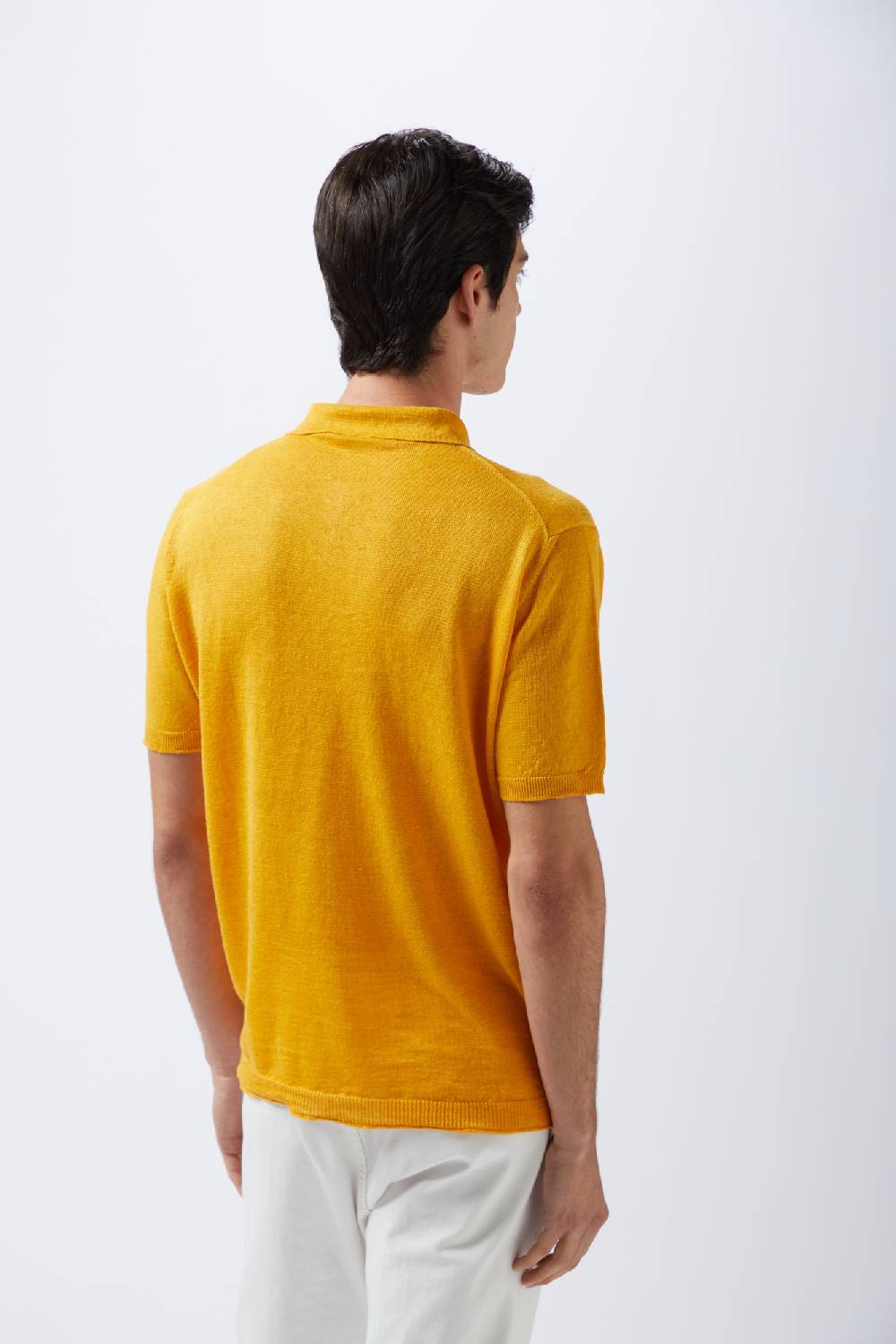 Kangra Cashmere Polo Mezza Manica Rasata In Lino In Saldo