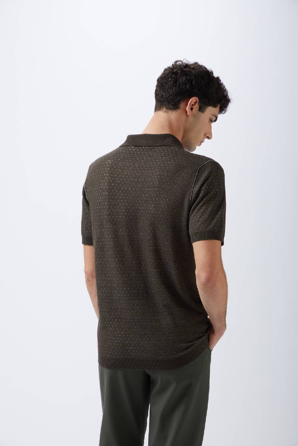 Kangra Cashmere Polo Mezza Manica Pois Bicolore Nuova