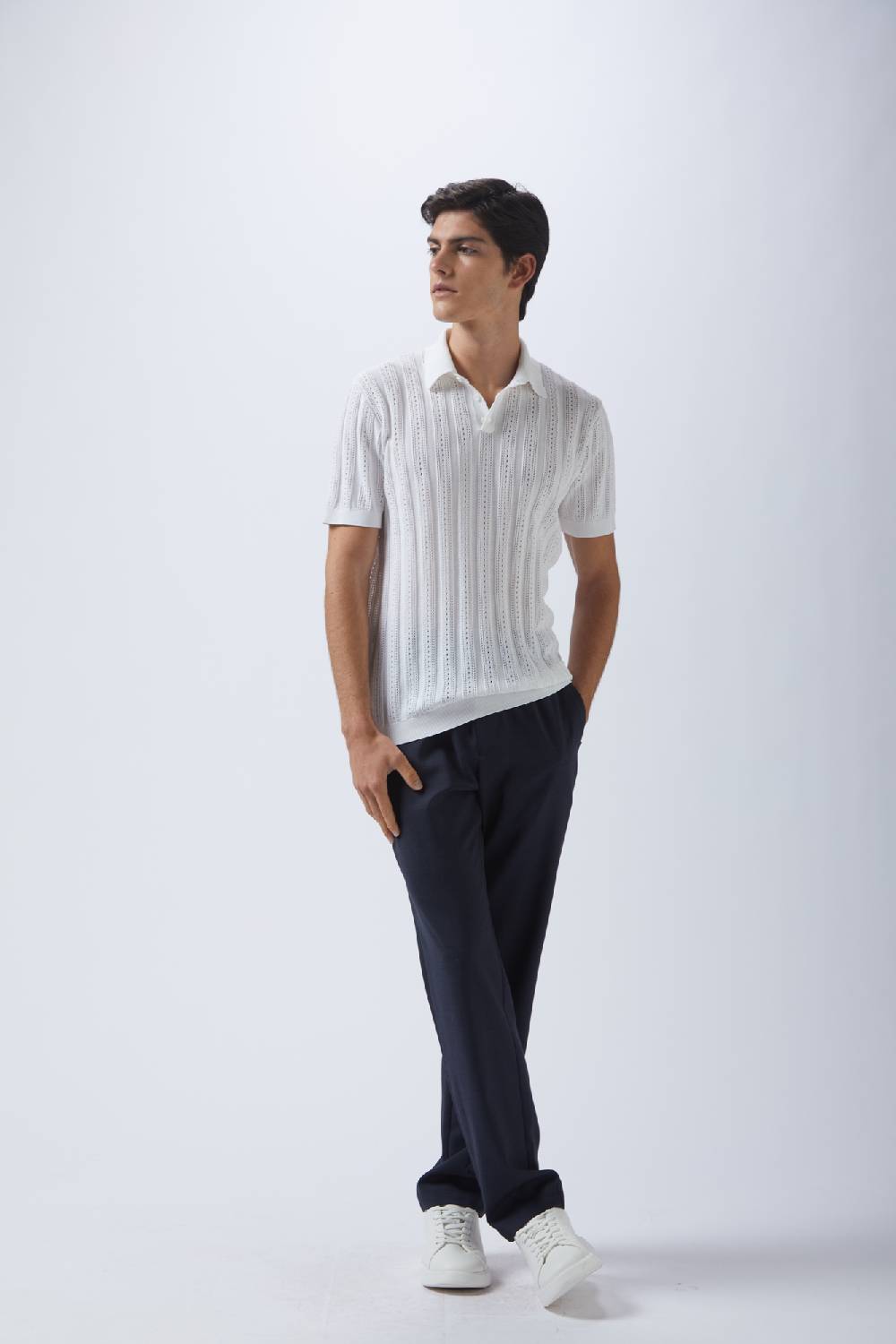 Kangra Cashmere Polo Mezza Manica Coste Punzonate