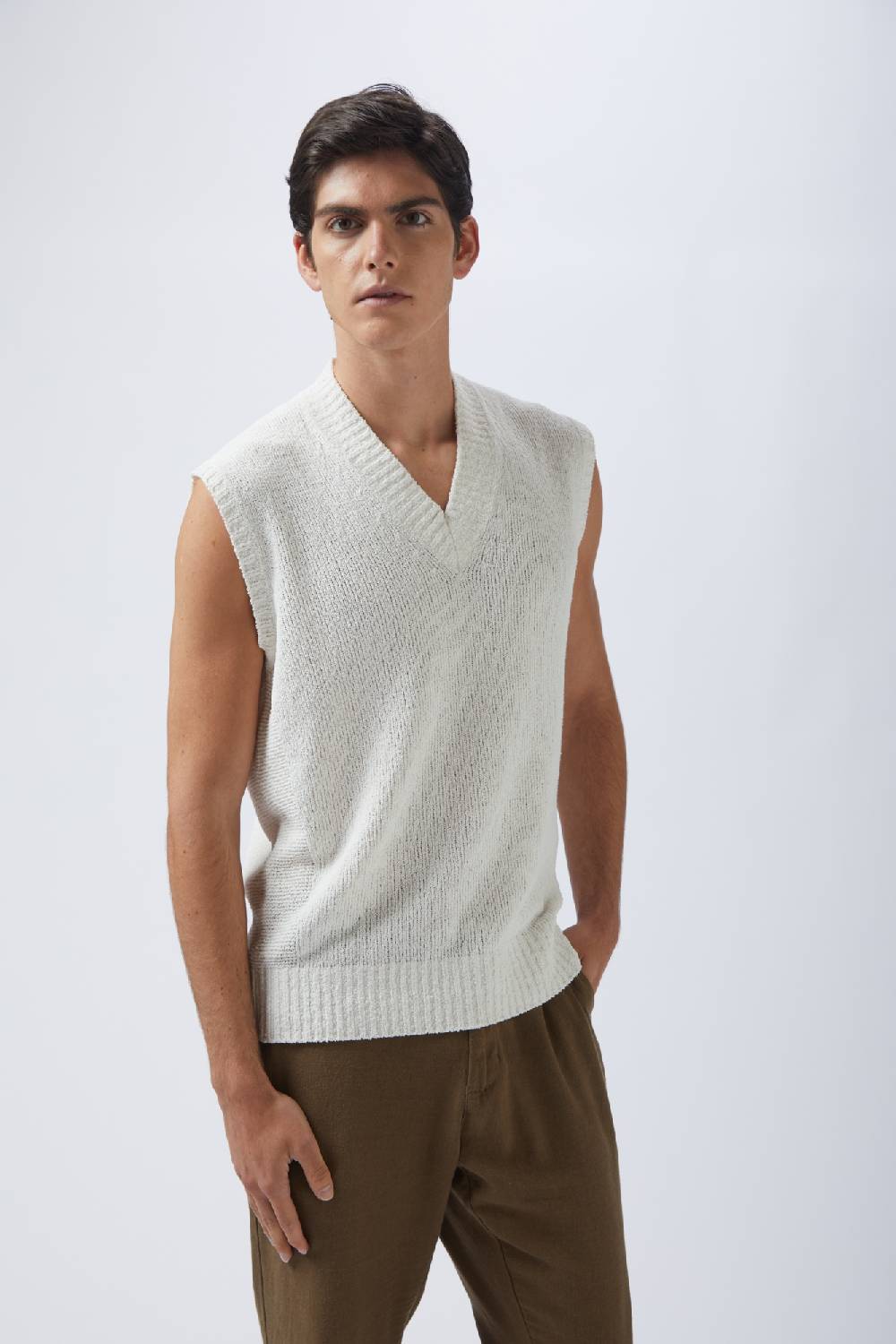 Kangra Cashmere Pullover Senza Maniche Con Fianchetti Links Qualità