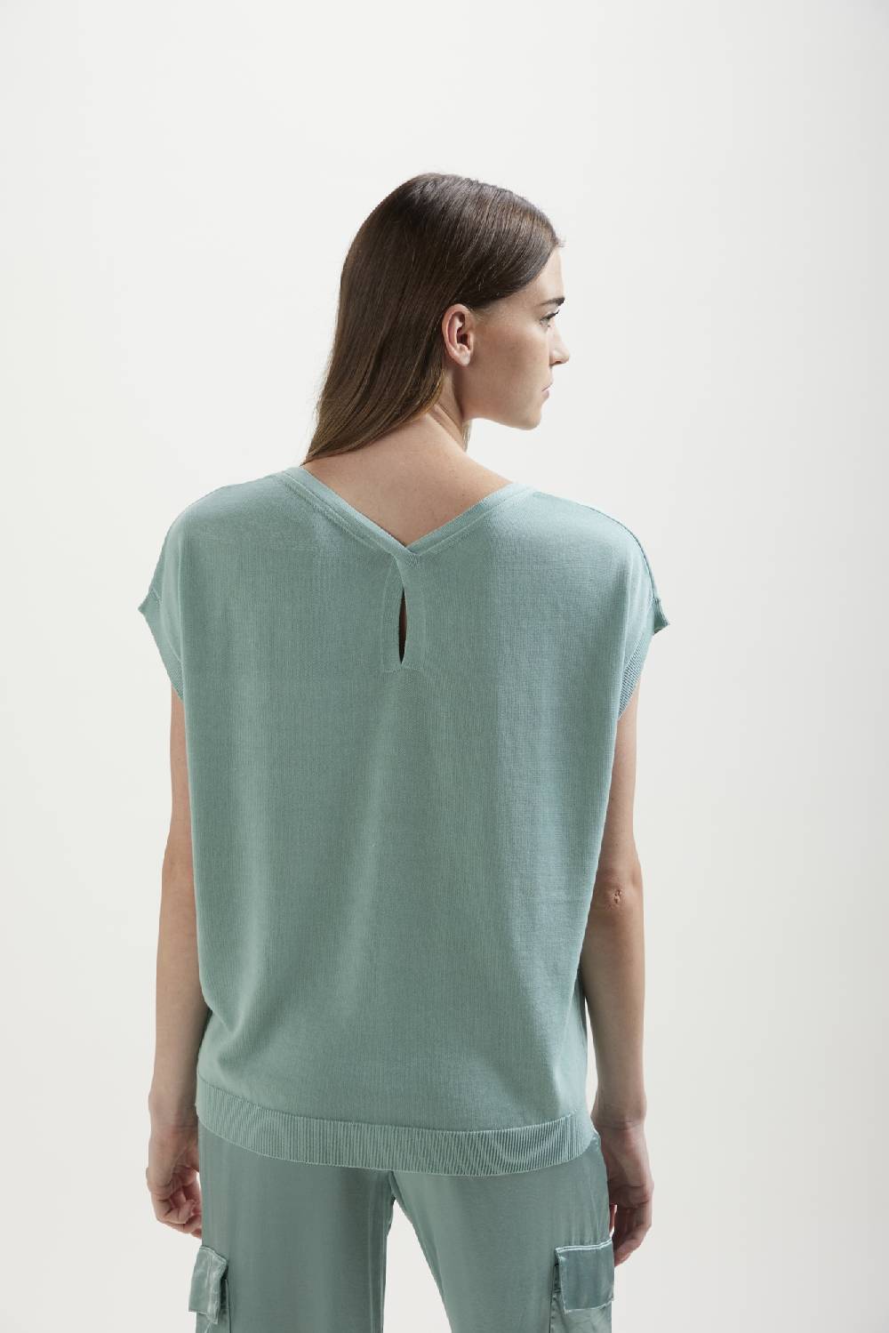 Kangra Cashmere Over Smanicato In Cotone Con Goccia Nella Schiena Qualità Garantita
