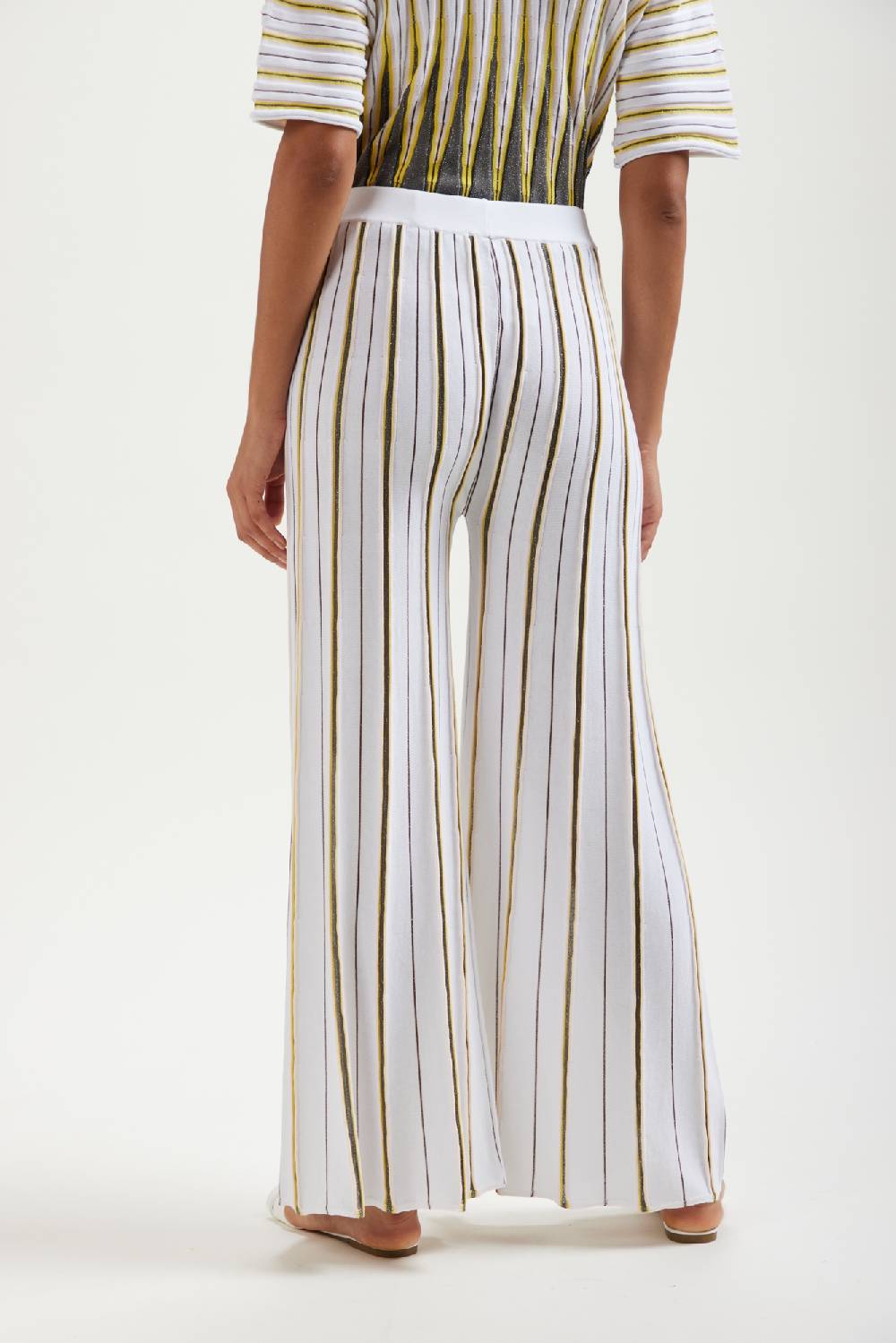 Kangra Cashmere Pantalone Palazzo Jacquard In Cotone e Lurex Affare Del Giorno