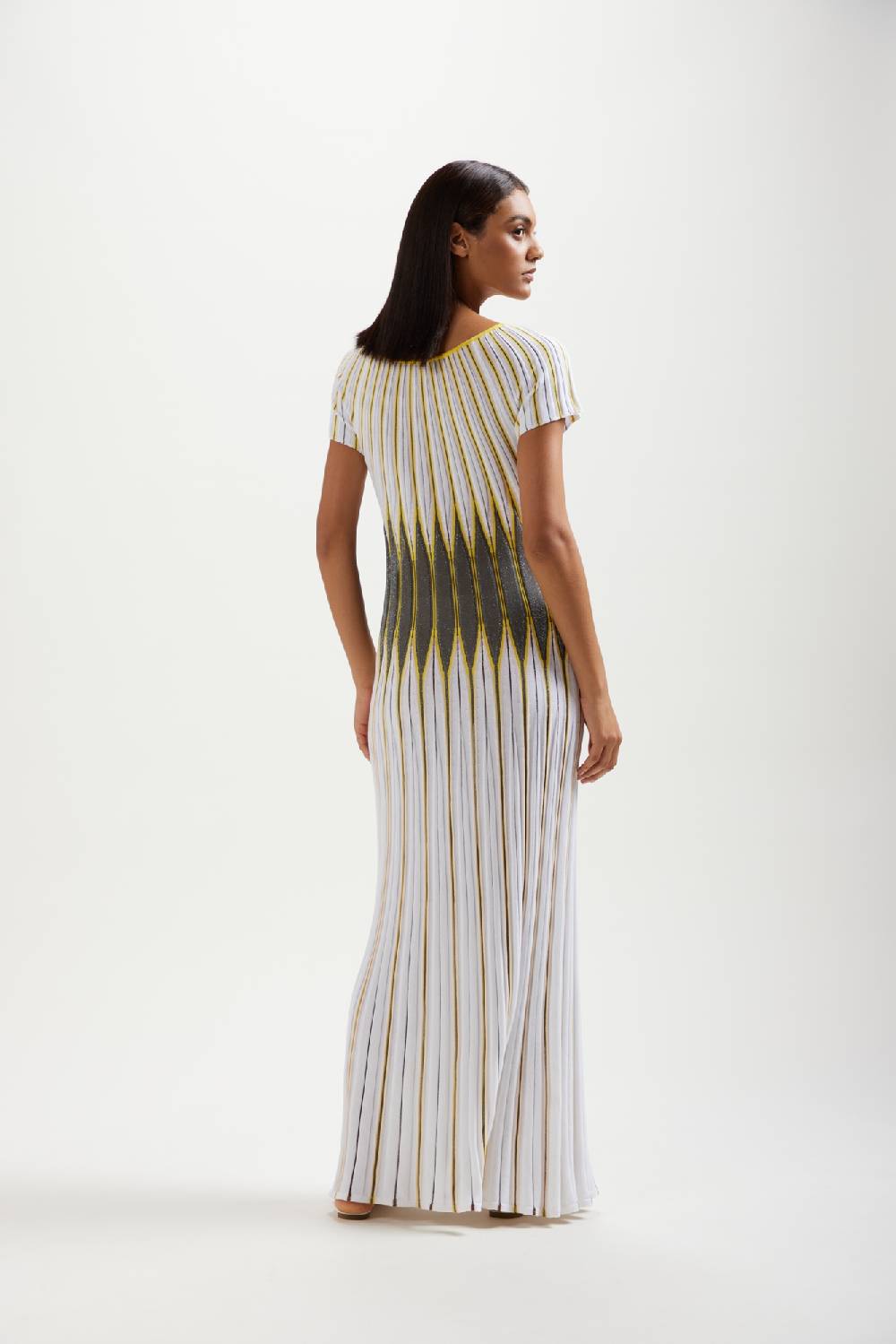 Kangra Cashmere Abito Lungo Jacquard In Cotone e Lurex Prezzo Ridotto