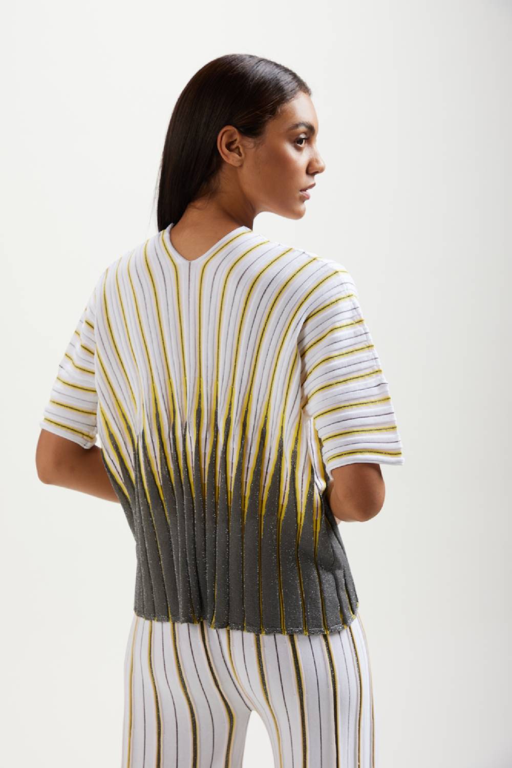 Kangra Cashmere Maglia "Scollo V" Jacquard In Cotone-Lurex Sottocosto