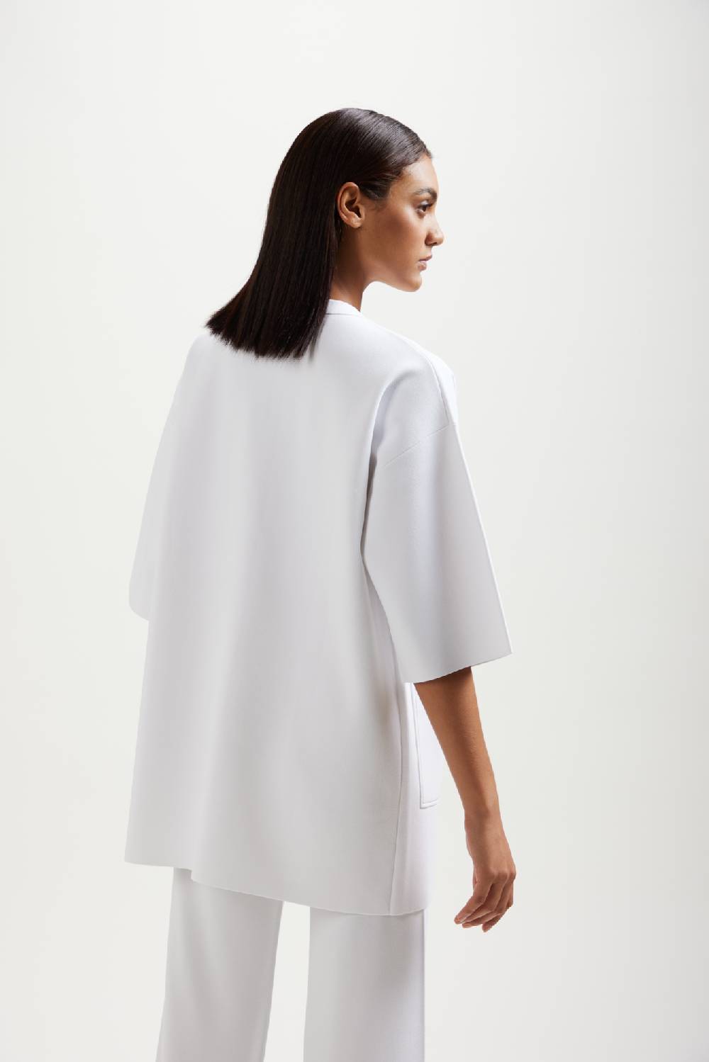 Kangra Cashmere Spolverino Over Punto Milano Con Impuntura A Contrasto Sconto
