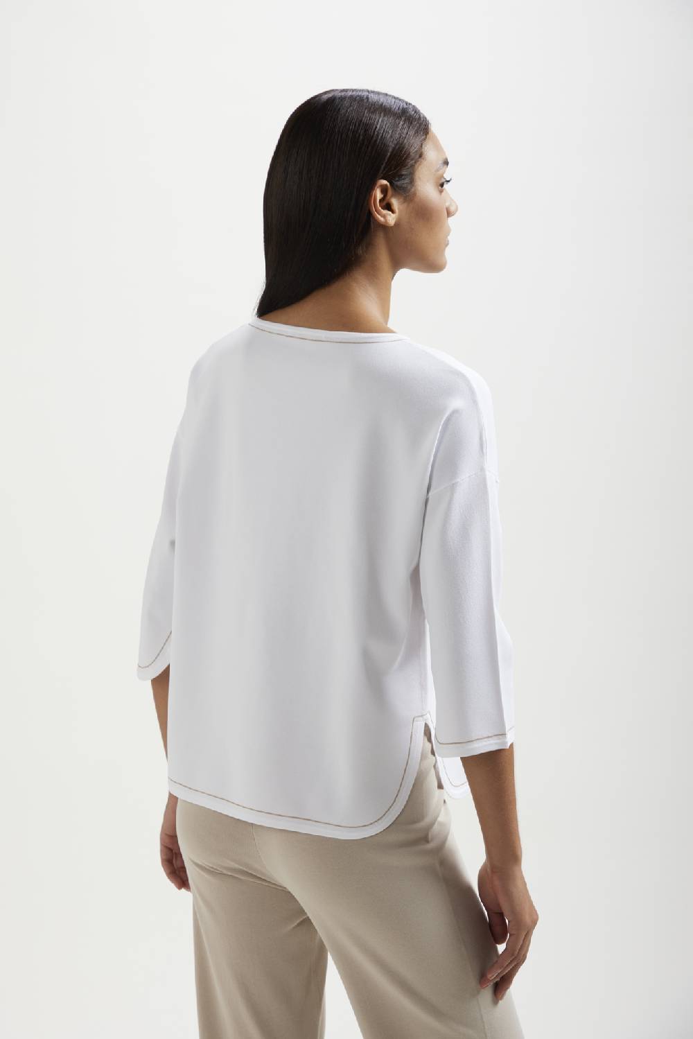 Kangra Cashmere Barchetta Rasata Stondata Con Impuntura A Contrasto Economico