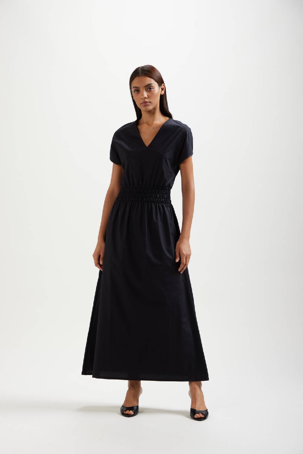 Kangra Cashmere Abito Lungo Con Fascione Elastico In Popeline Hotsell