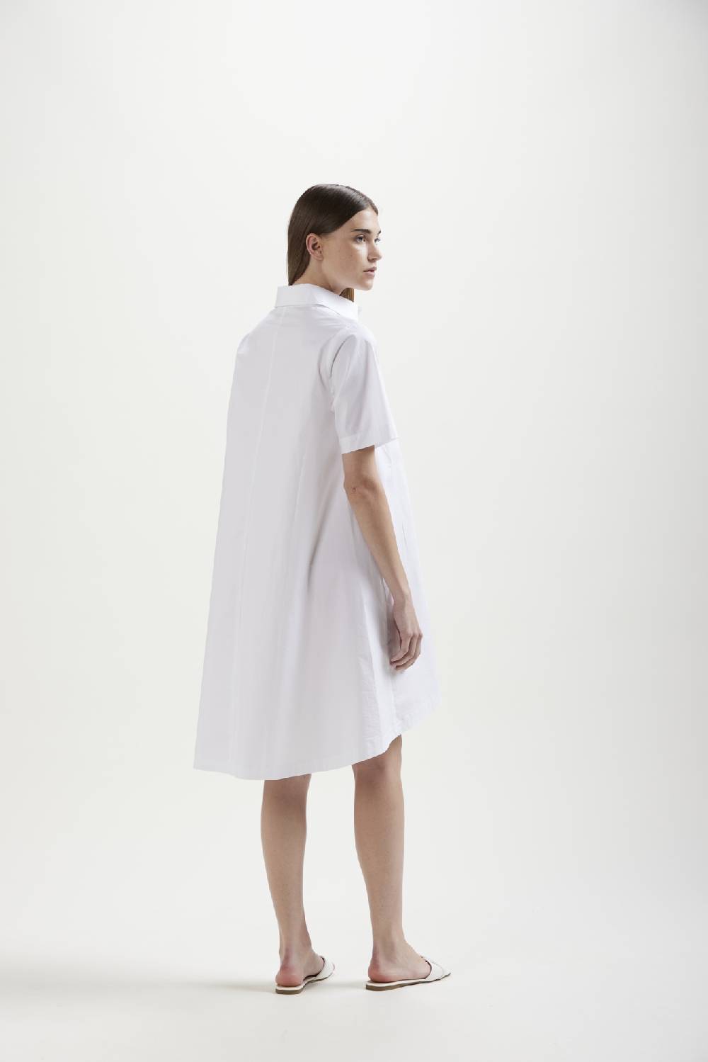 Kangra Cashmere Abito Ampio Con Manica Al Gomito In Popeline Nuovo