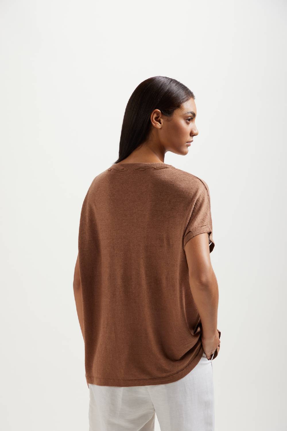 Kangra Cashmere Barchetta Con Buchi Nello Scollo E Giro In Lino Vendite Flash