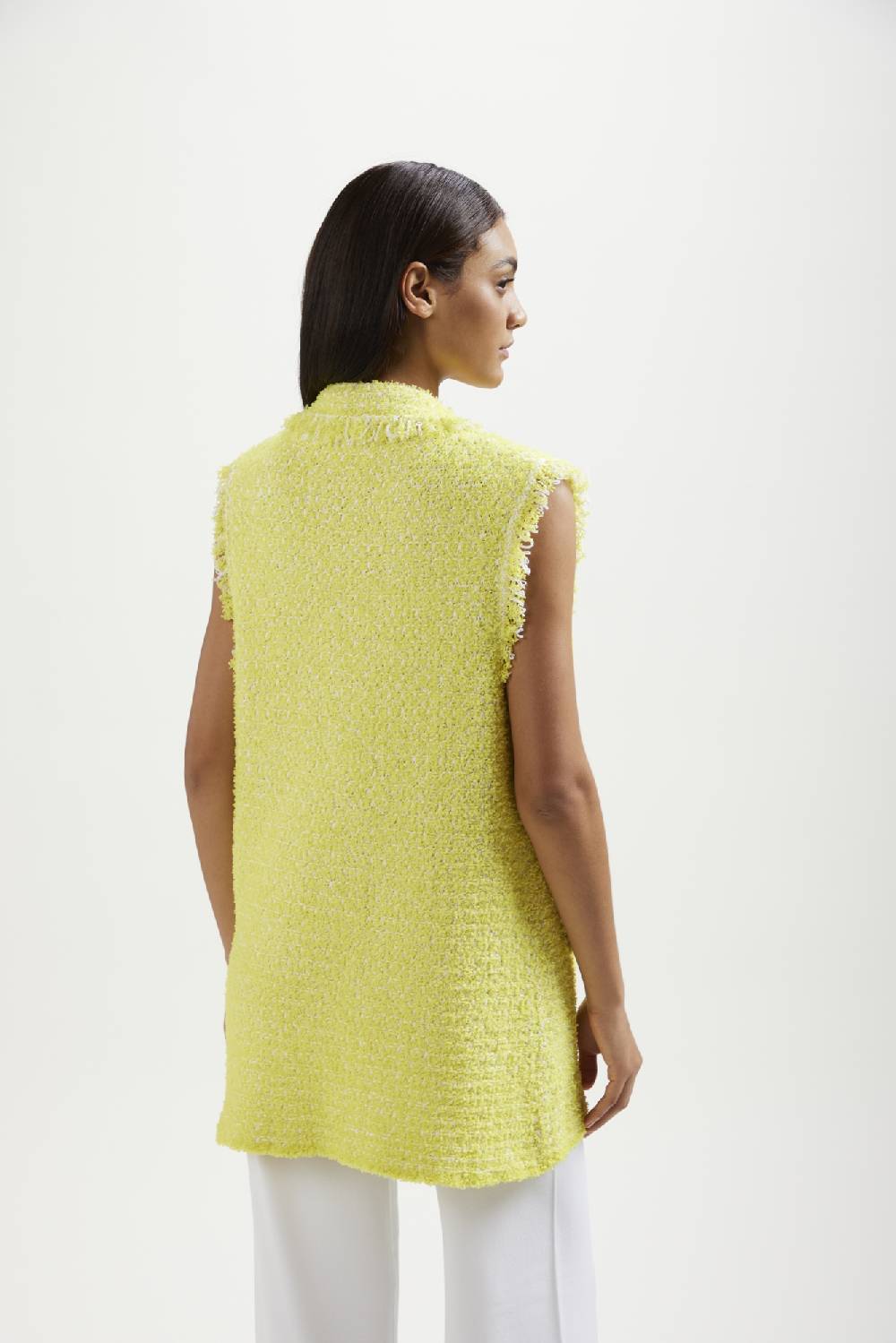 Kangra Cashmere Gilet Lungo Punto Tramato Con Frange 2025