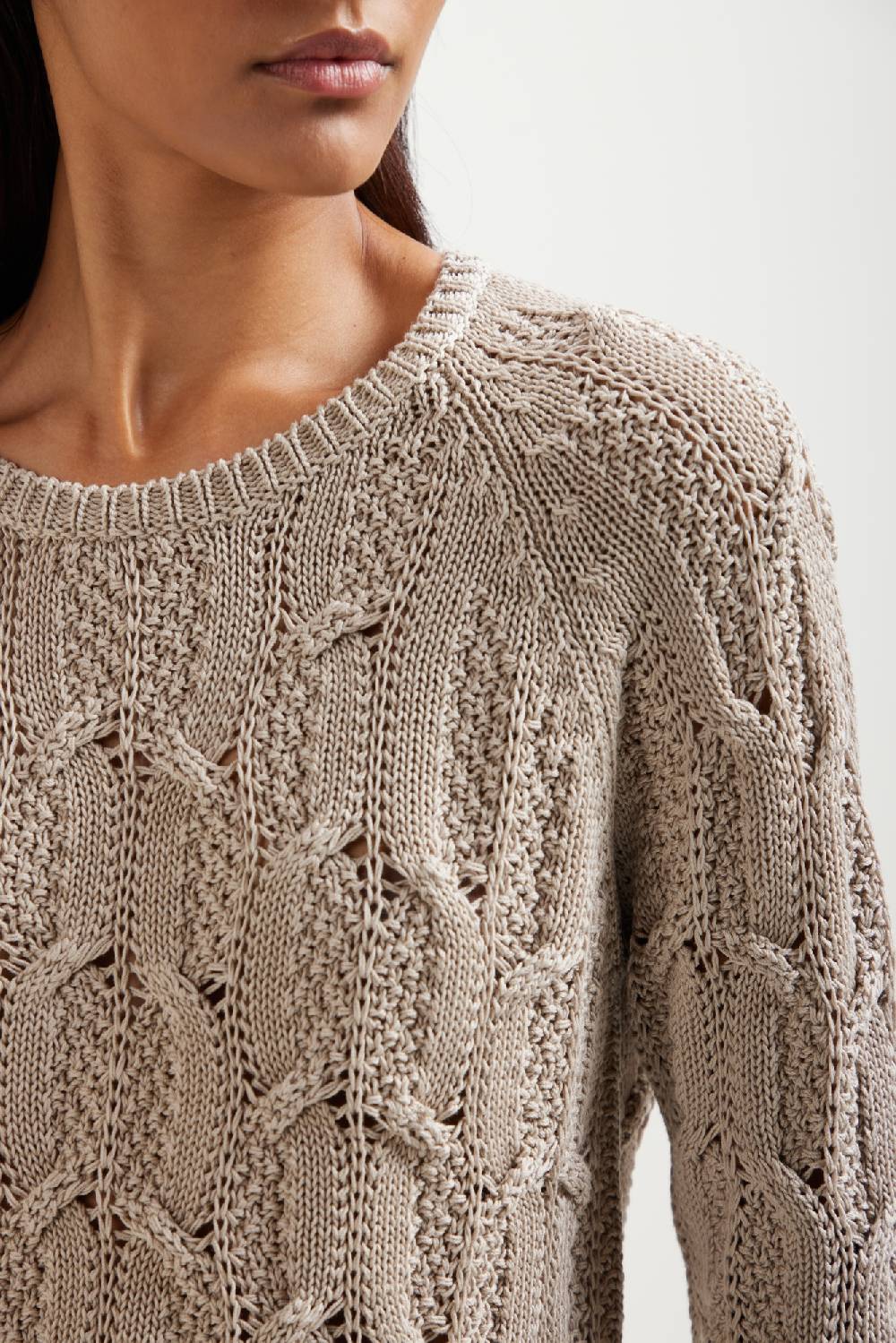Kangra Cashmere Maglia Girocollo Manica Raglan Con Motivo Di Trecce Soddisfazione Garantita